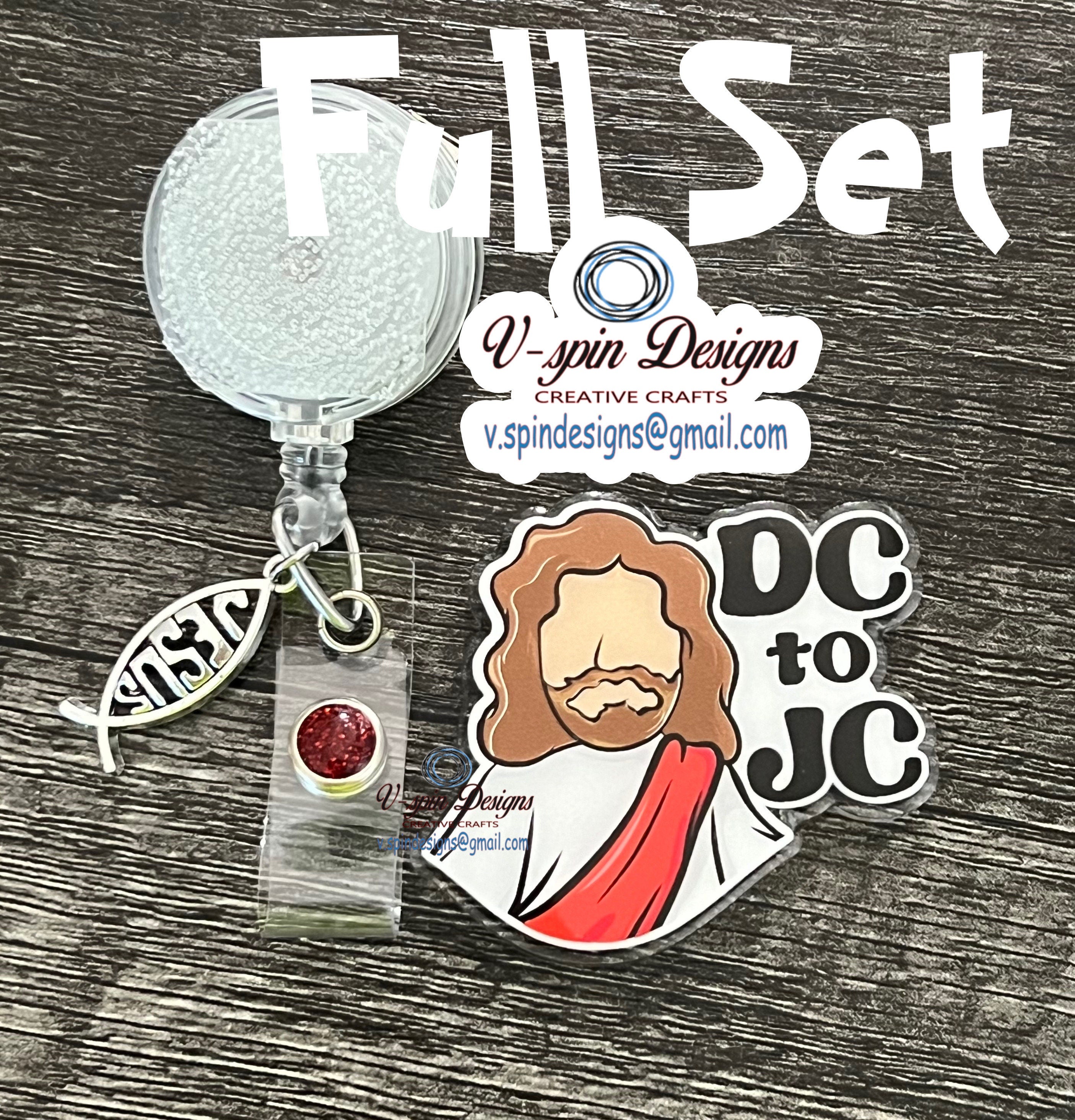 "DC to JC" Badge Reel | Funny Religious Retractable Acrylic ID Holder