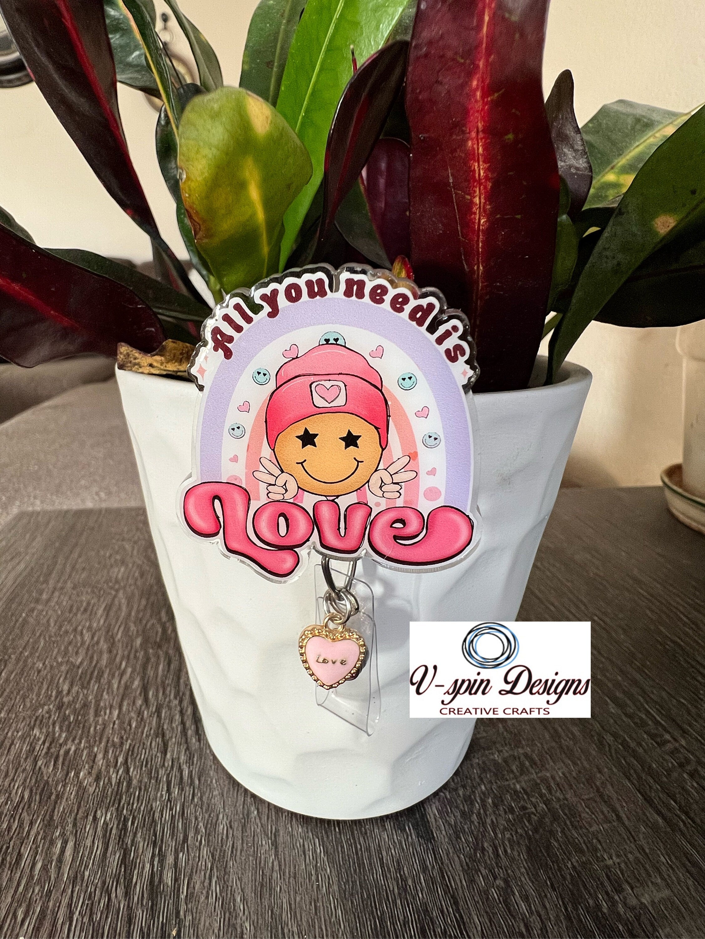 "All You Need Is Love" Badge Reel | Retractable Acrylic ID Holder