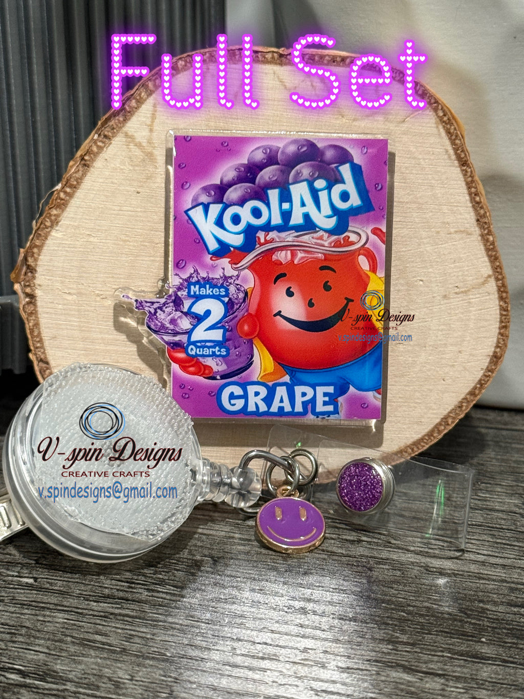 Grape Kool-Aid Badge Reel: Funny badge reels/nurse badge reels/food badge reels