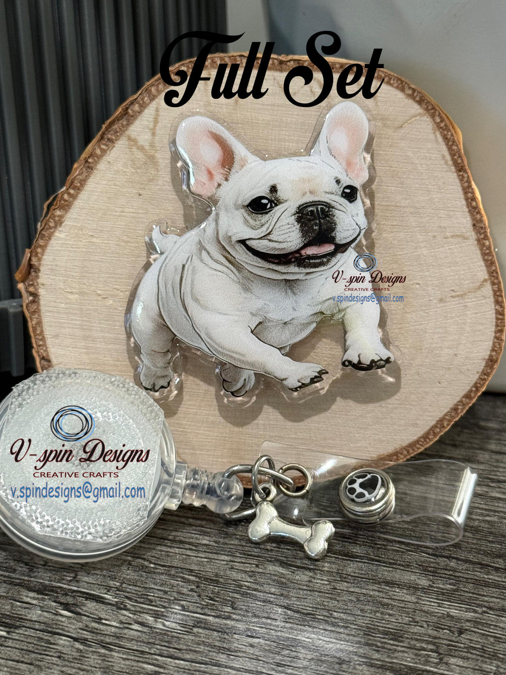French Bulldog Badge Reel | Retractable Acrylic ID Holder for Frenchie Lovers