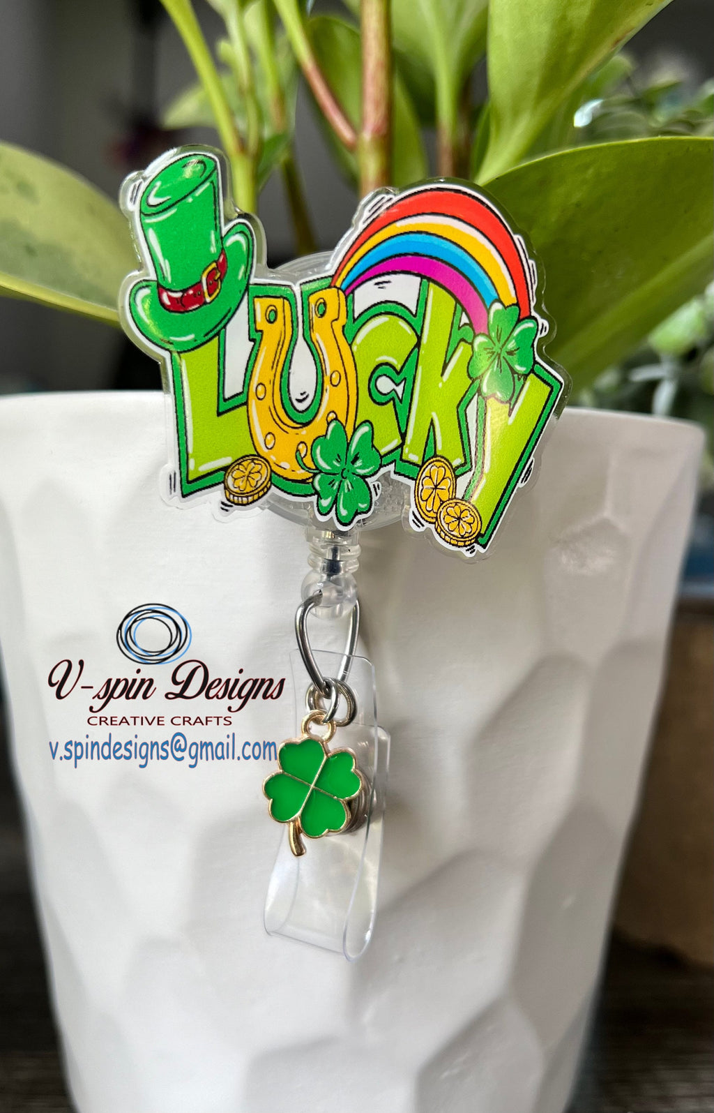 "Lucky" St. Patrick's Day Badge Reel | Retractable Acrylic ID Holder