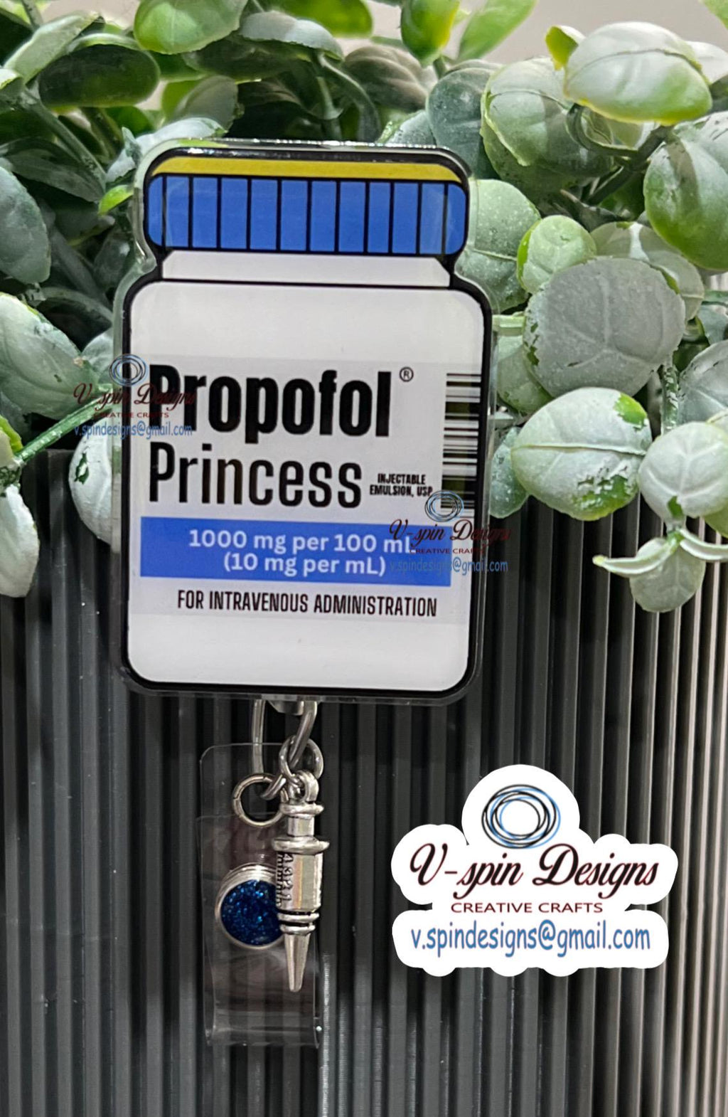 Propofol Papi/Princess Vial Badge reel/ID Holder card holder/nurse/funny badge reels
