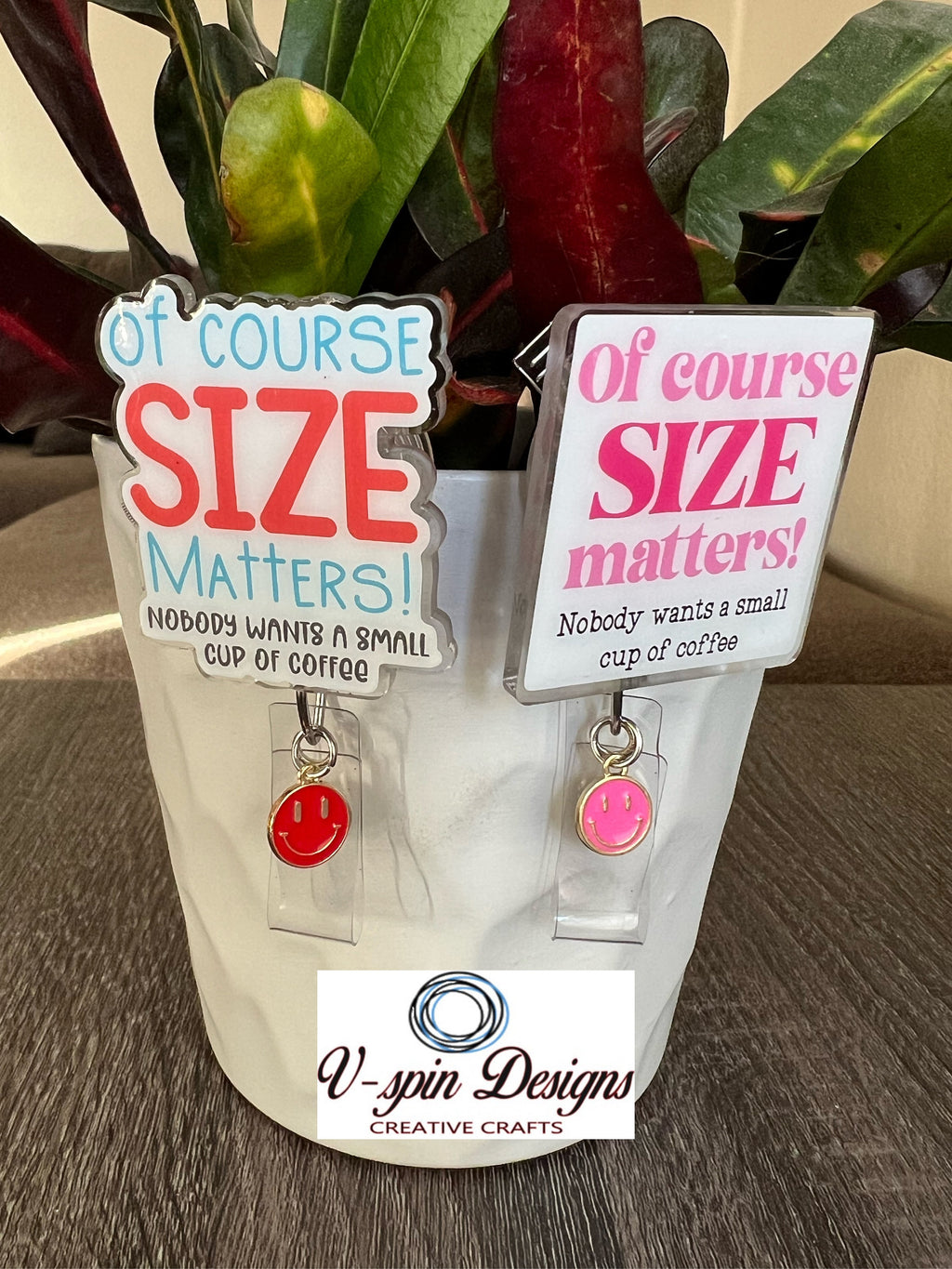 Funny Size Matters Badge reel/ID Holder/card holder/nurses/teachers/students/coffee