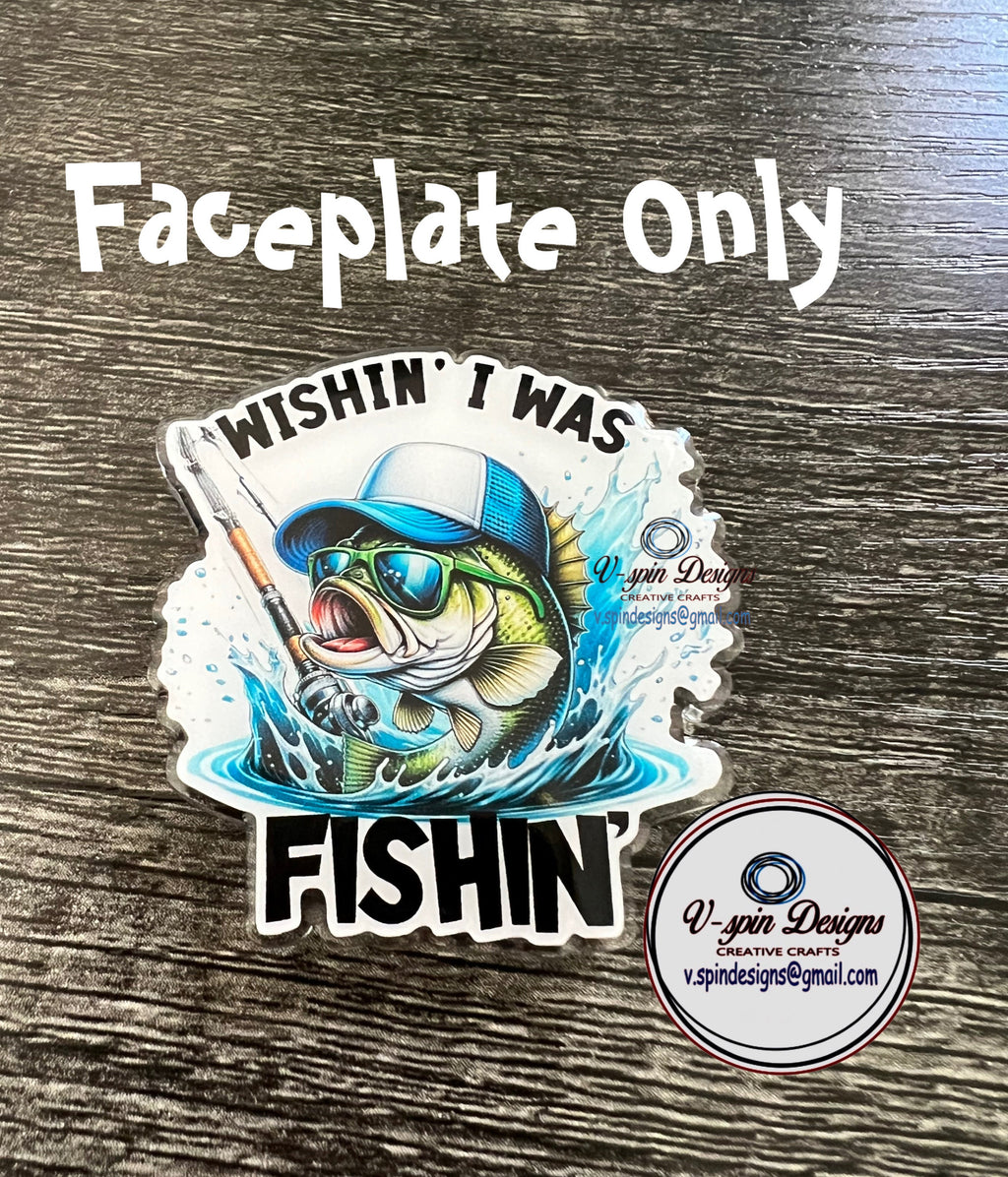 Wishin I was Fishin bass badge reel/ID Holder/nurses/teachers/bass/fishing badge reels