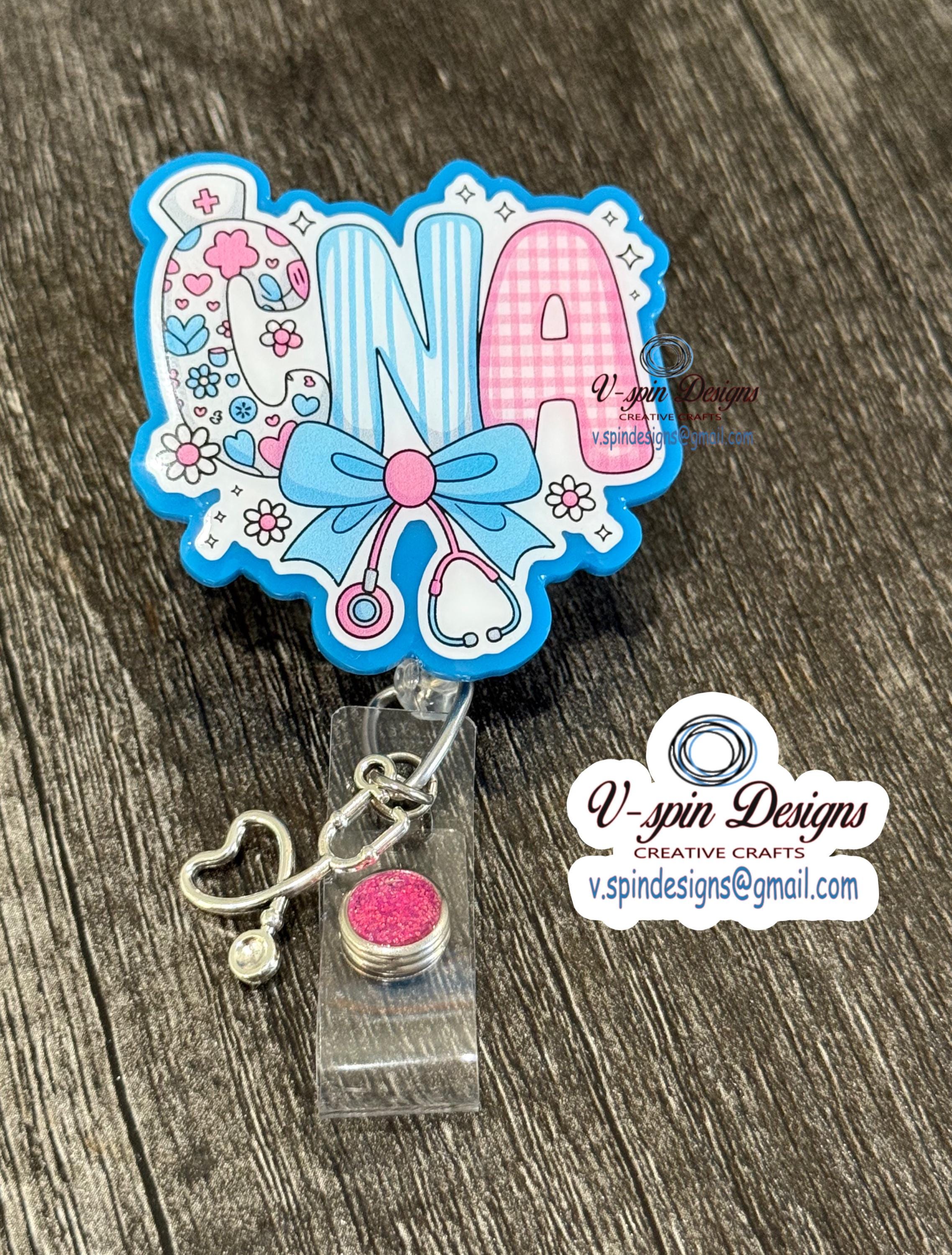 CNA Badge Reel: Light Blue Acrylic Retractable ID Holder
