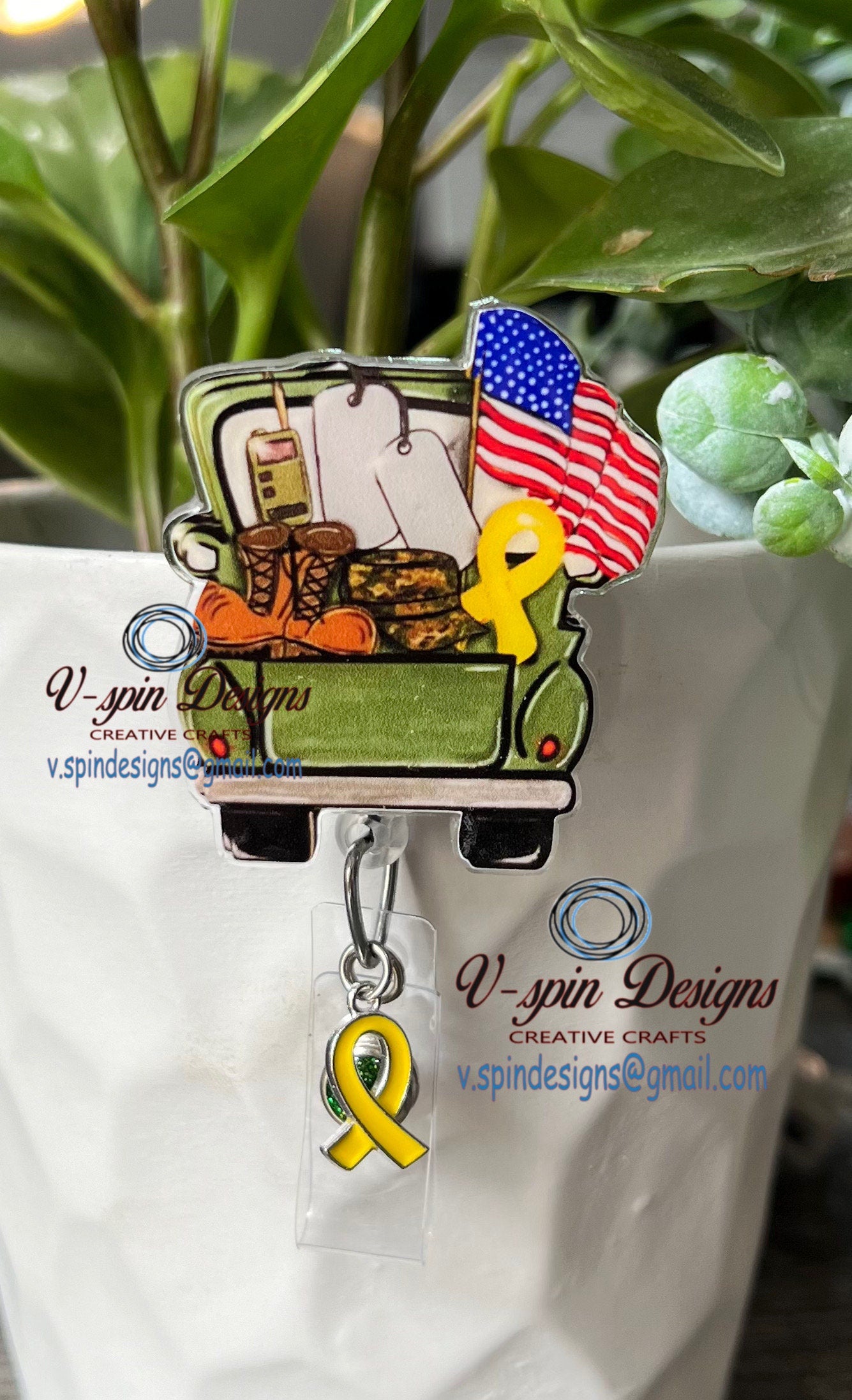 Military Truck badge reel/ID Holder/card holder/teachers/nurses/Hero/VA