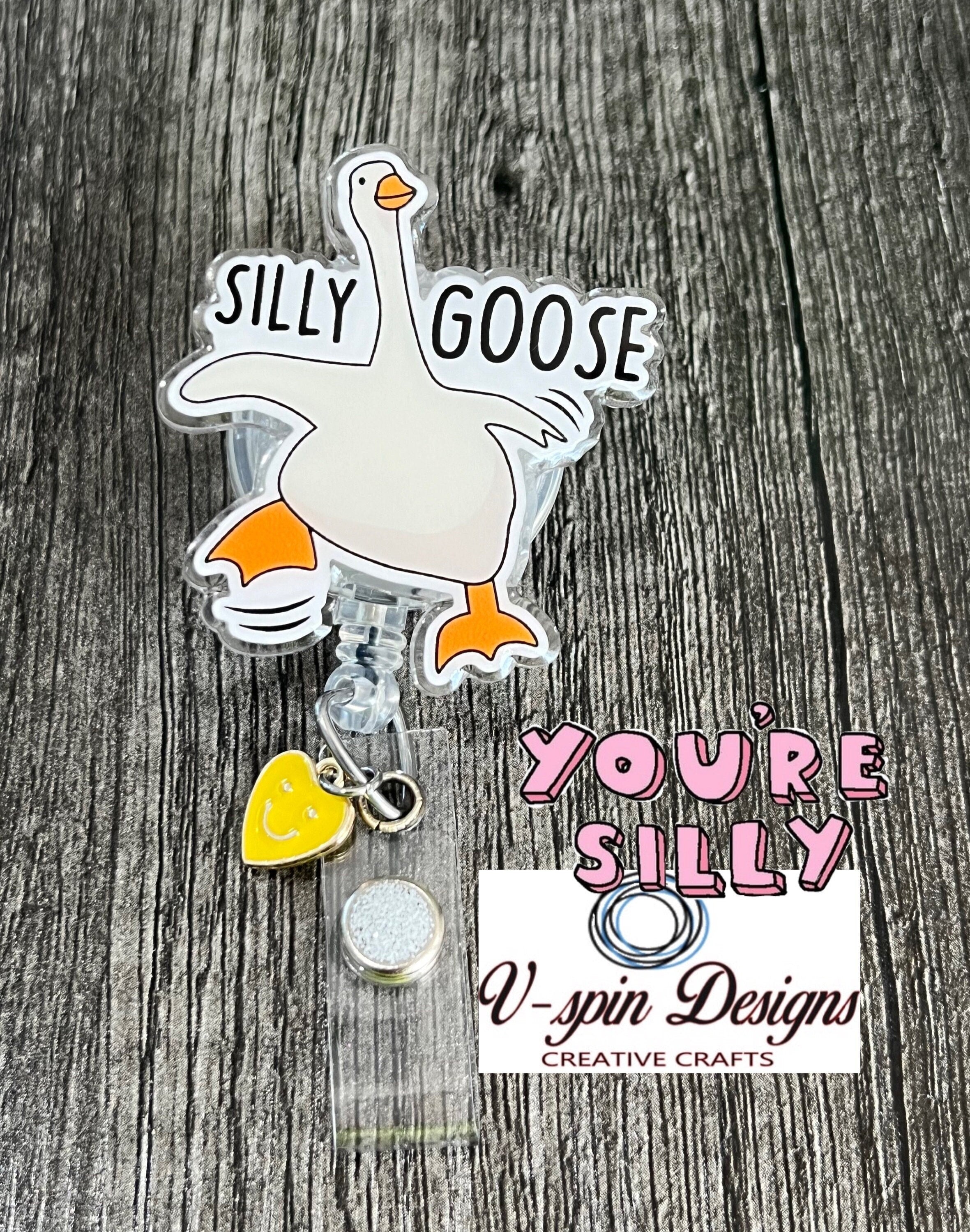 Silly Goose Badge Reel: Funny Acrylic Retractable ID Holder