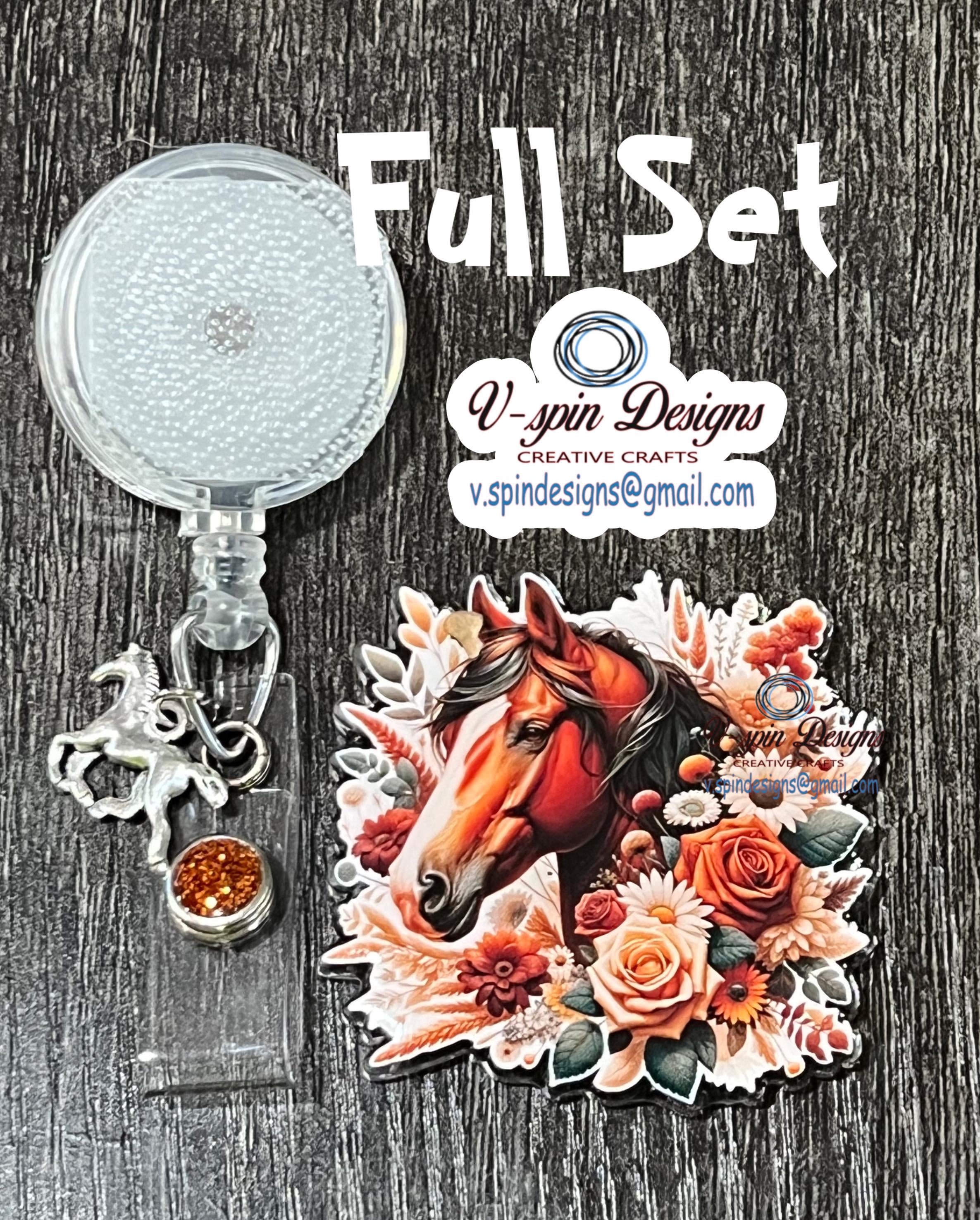 Horse with flowers badge reel/ID Holder/nurses/teachers/badge holder/western/horses/cowgirl