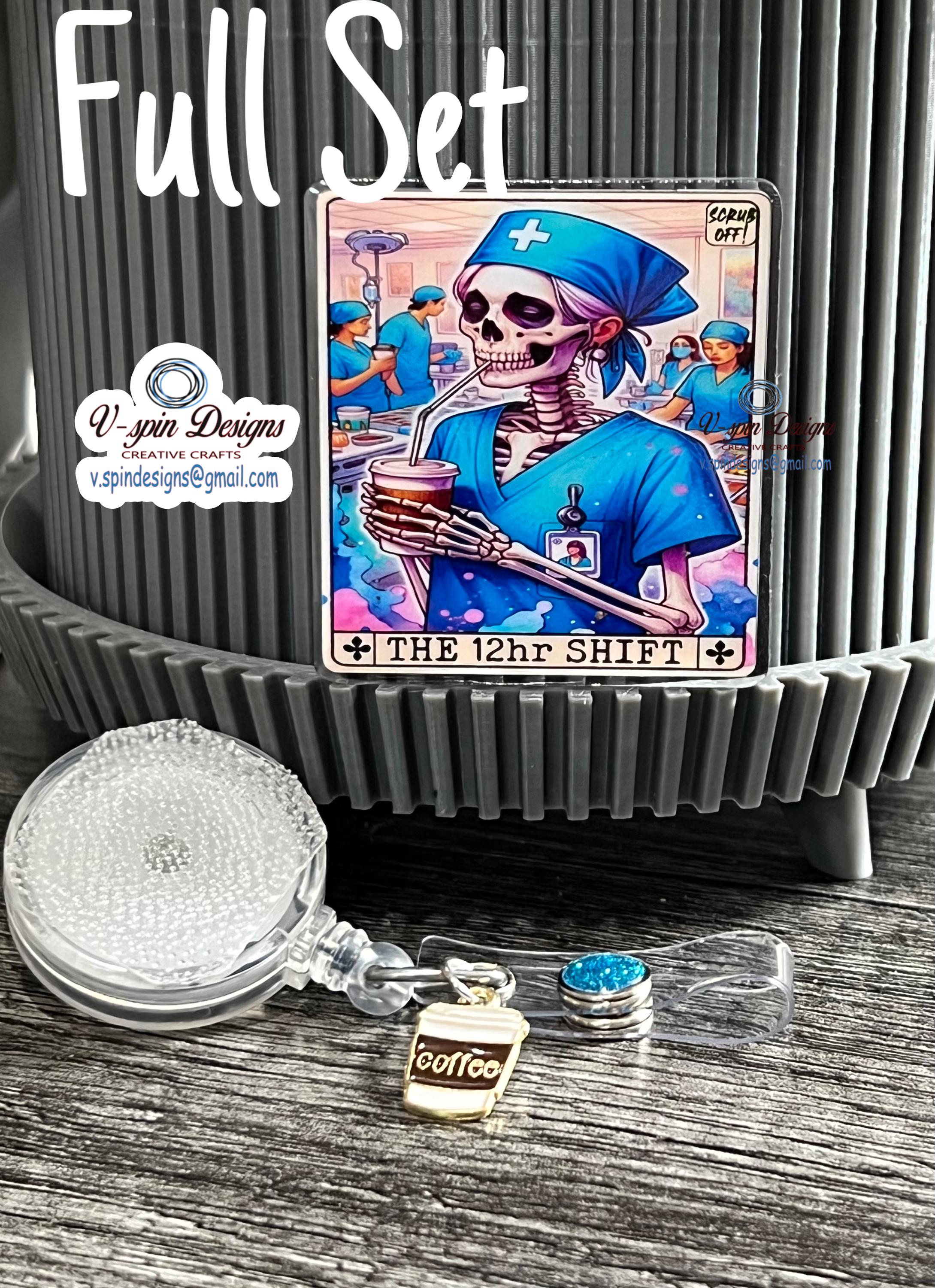 Nurse Tarot Card "The 12-Hour Shift" Badge Reel | Funny Retractable ID Holder