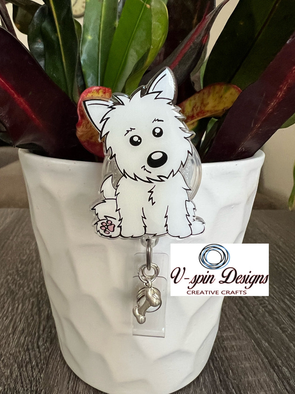 Westie Dog Badge Reel | Retractable Acrylic ID Holder for Dog Lovers