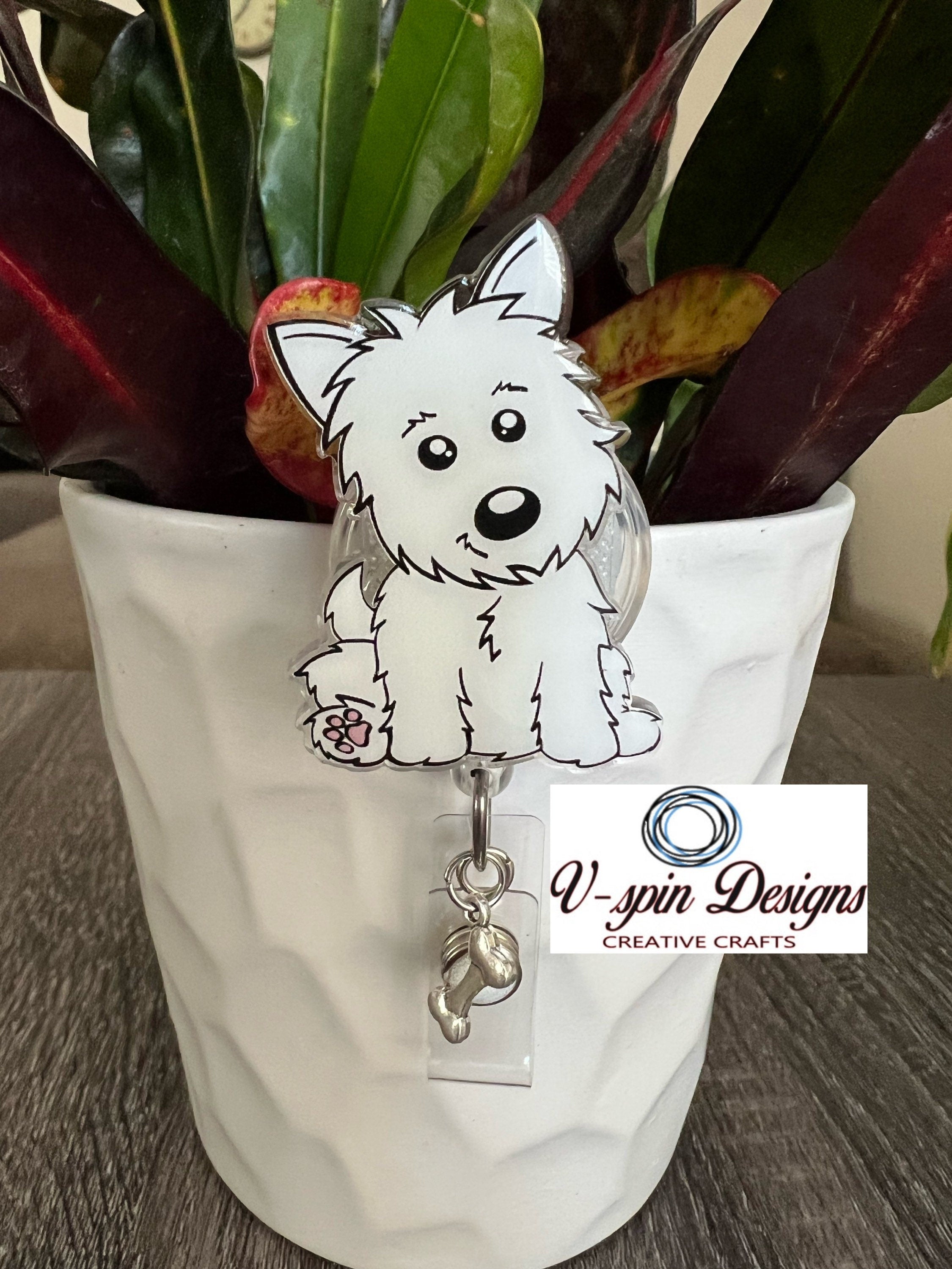 Westie Dog Badge Reel | Retractable Acrylic ID Holder for Dog Lovers