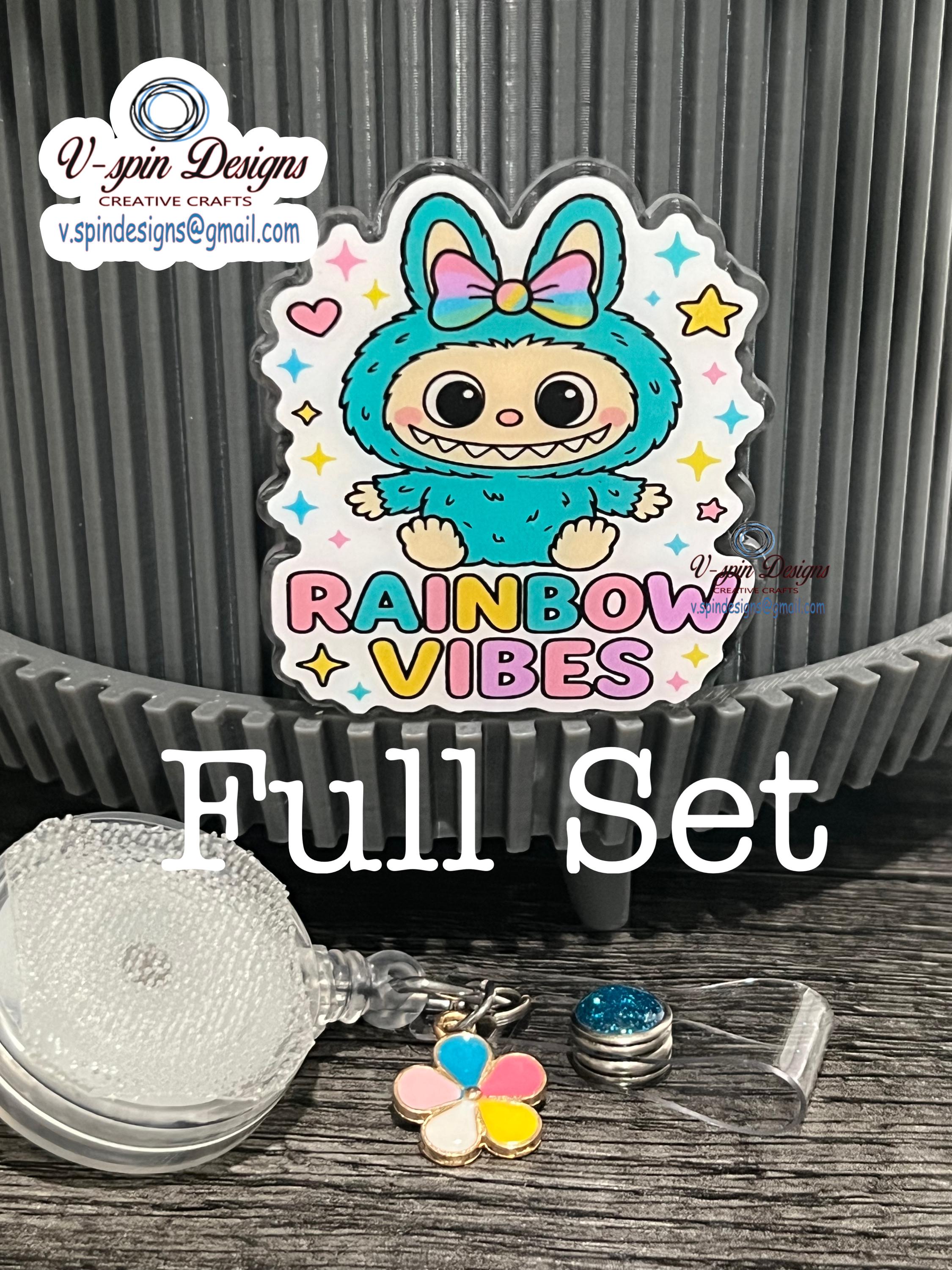 Rainbow Little Monster Retractable Badge Reel: nurse badge reels/cute badge reels