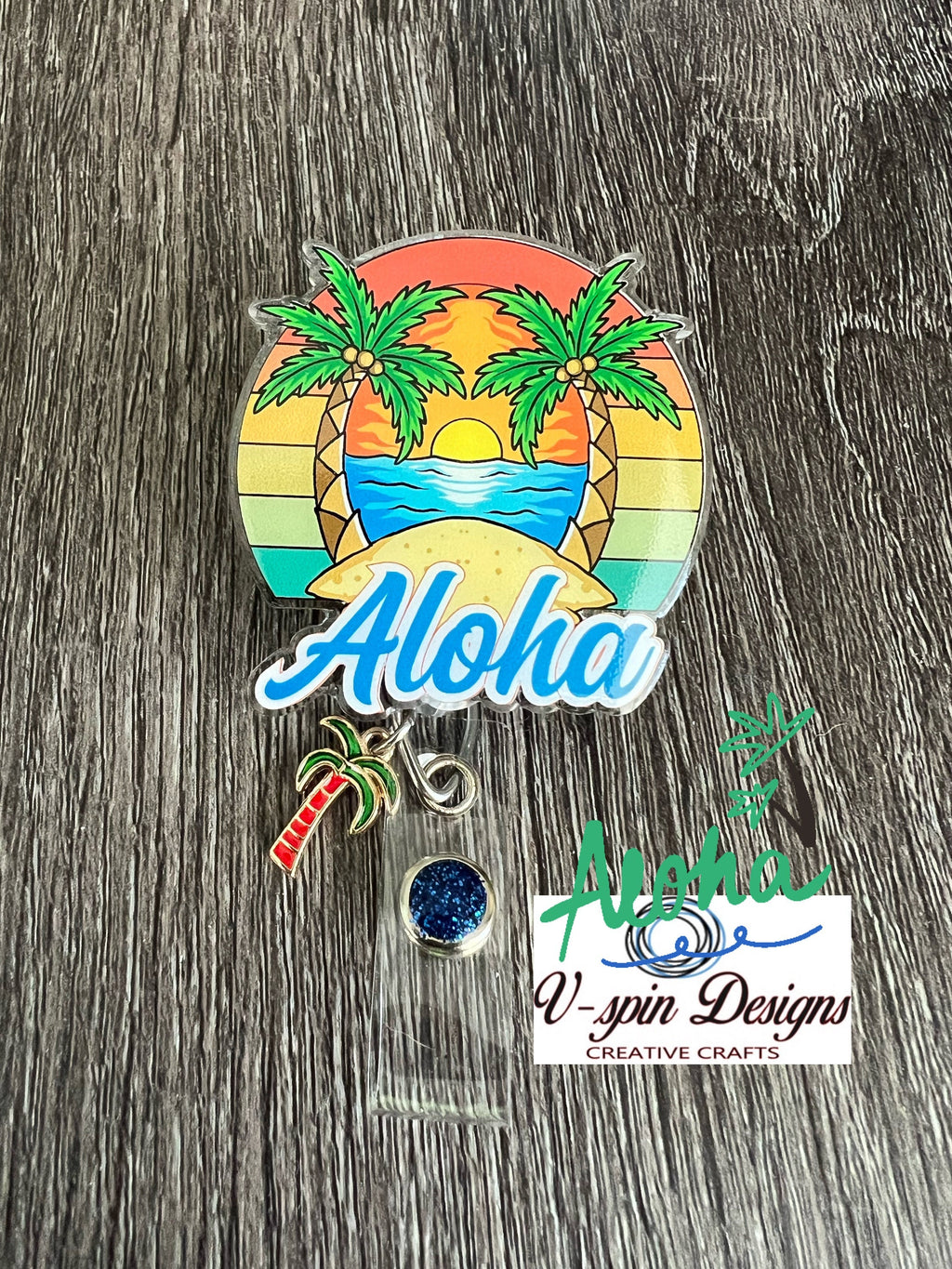 Aloha Beach Badge Reel: Retractable Interchangeable Acrylic ID Holder