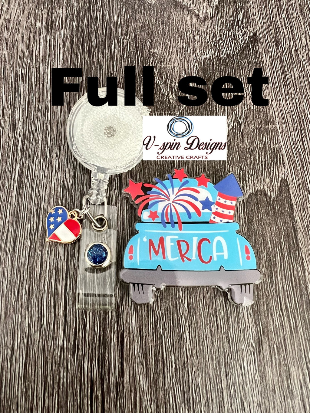Patriotic Fireworks Truck Badge Reel | 4th of July Retractable Acrylic ID Holder