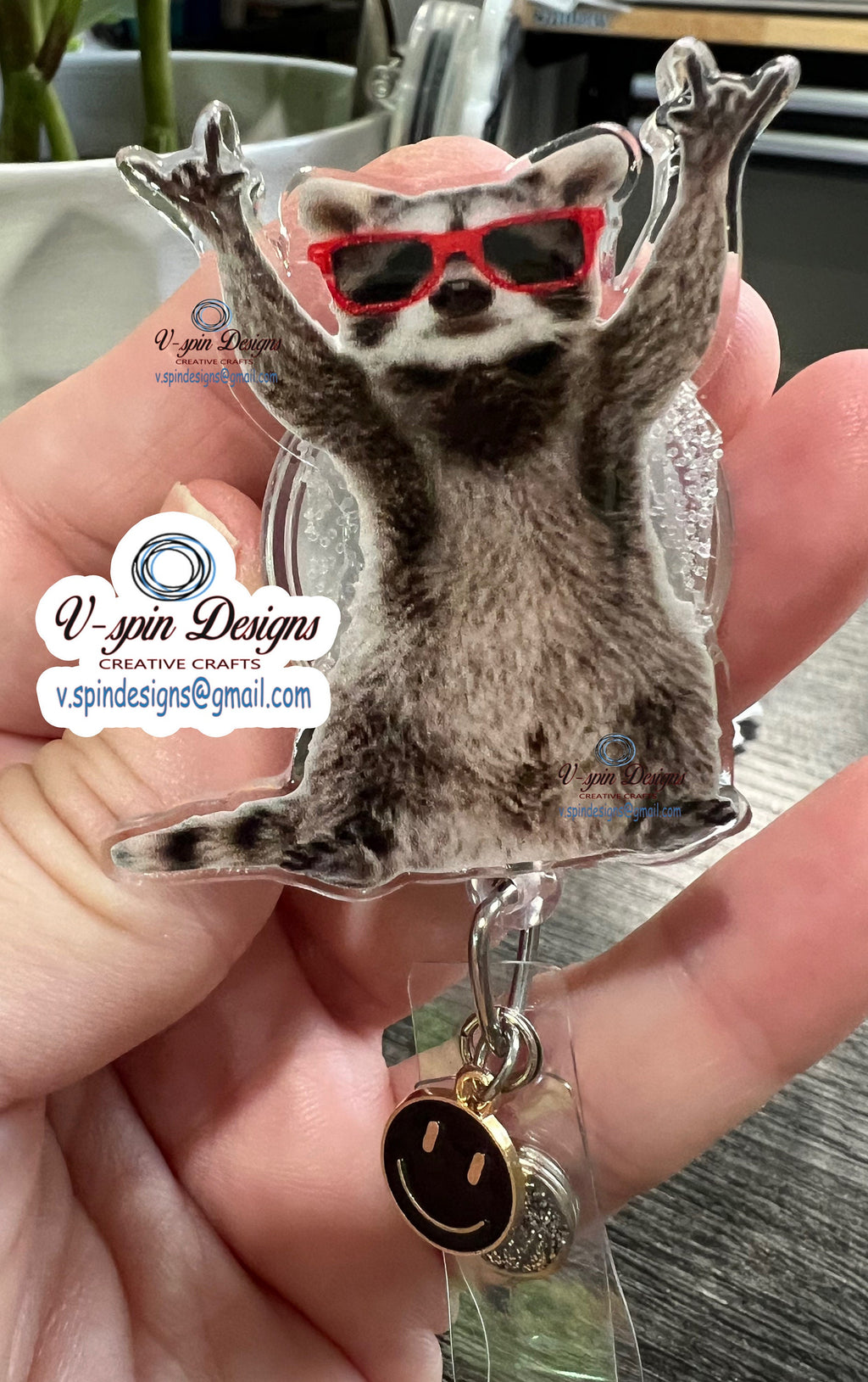 Funny Rockin' Racoon Badge reel/ID Holder card holder/nurse badge reels/teachers/funny badge reels/racoon badge reels/gift for nurses