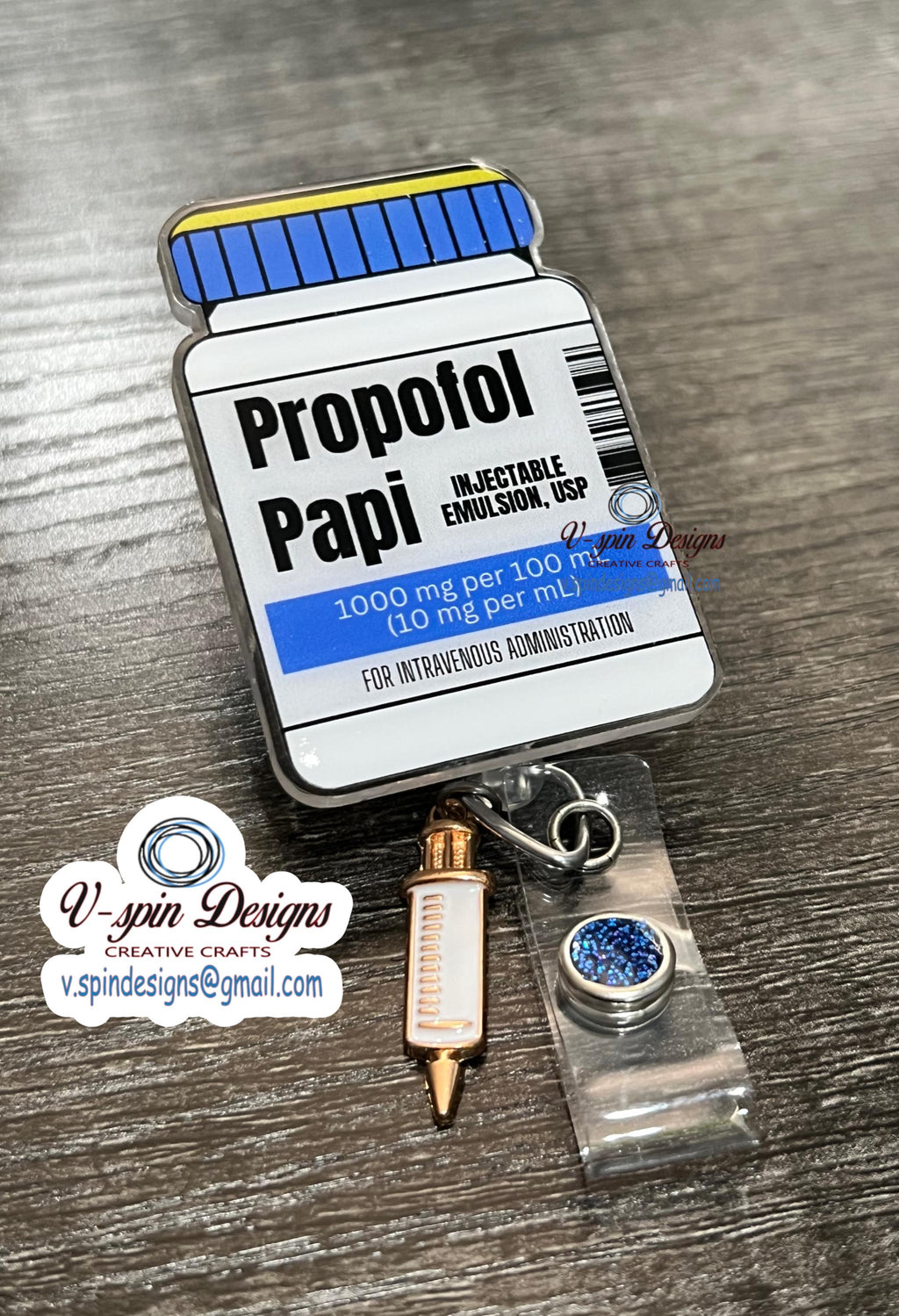 Propofol Papi/Princess Vial Badge reel/ID Holder card holder/nurse/funny badge reels