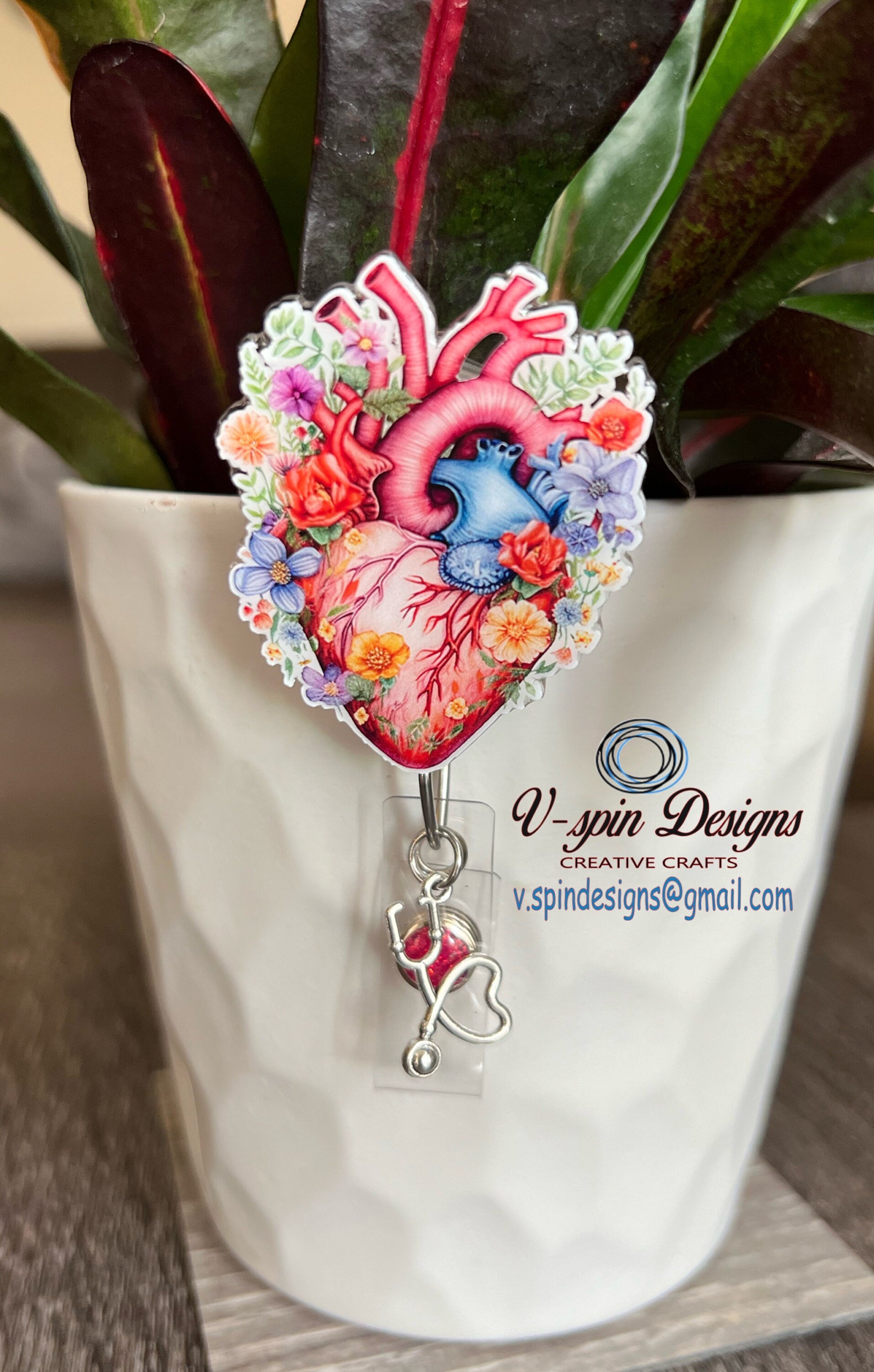 Anatomical Heart badge reel/ID Holder card holder/nurse/cardiology/cardiologist