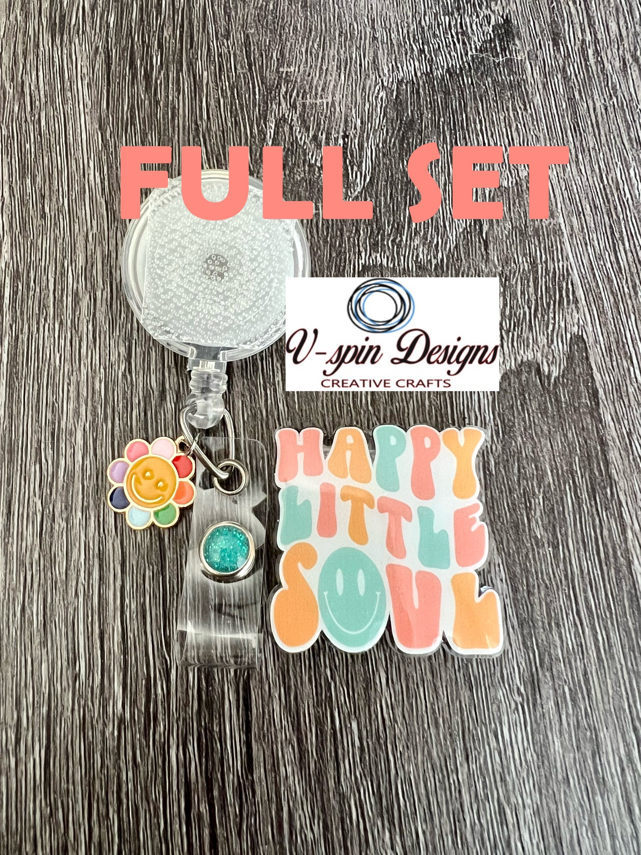 Happy Little Soul Badge Reel: Inspirational Acrylic ID Holder
