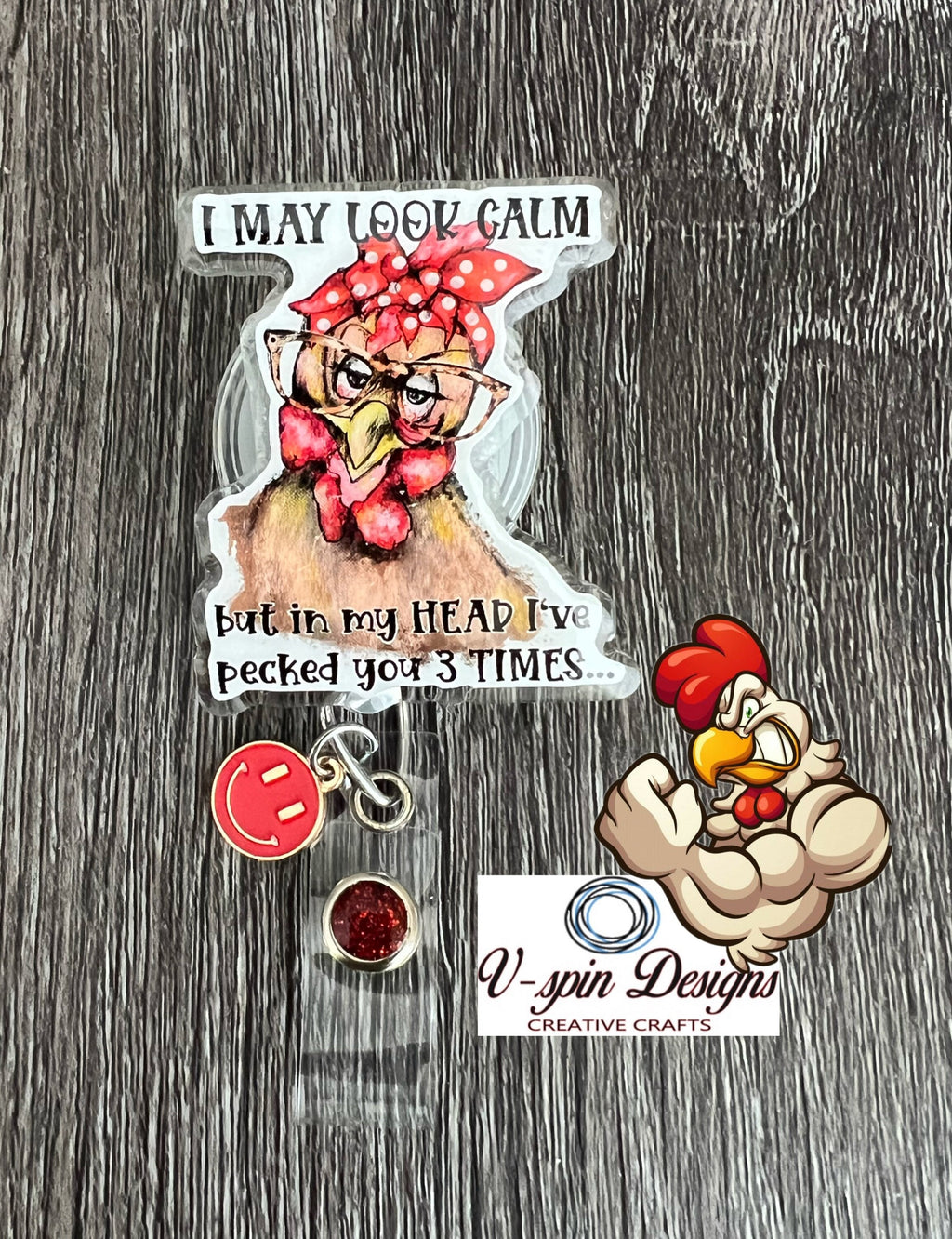 Funny Chicken Badge Reel, Teacher ID Holder, Nurse Gift