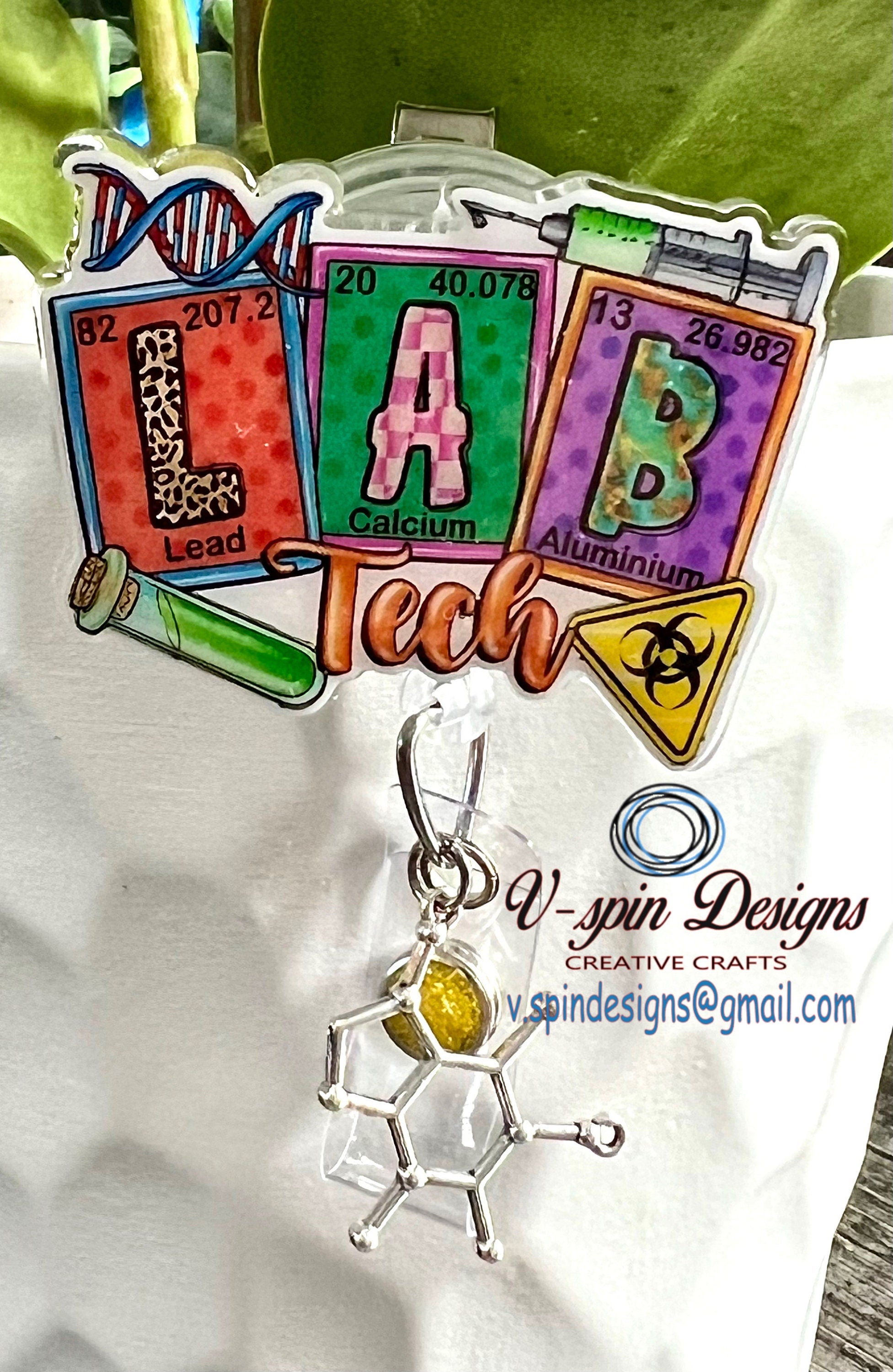 Lab Tech Badge Reel | Retractable Acrylic ID Holder for Laboratory Professionals