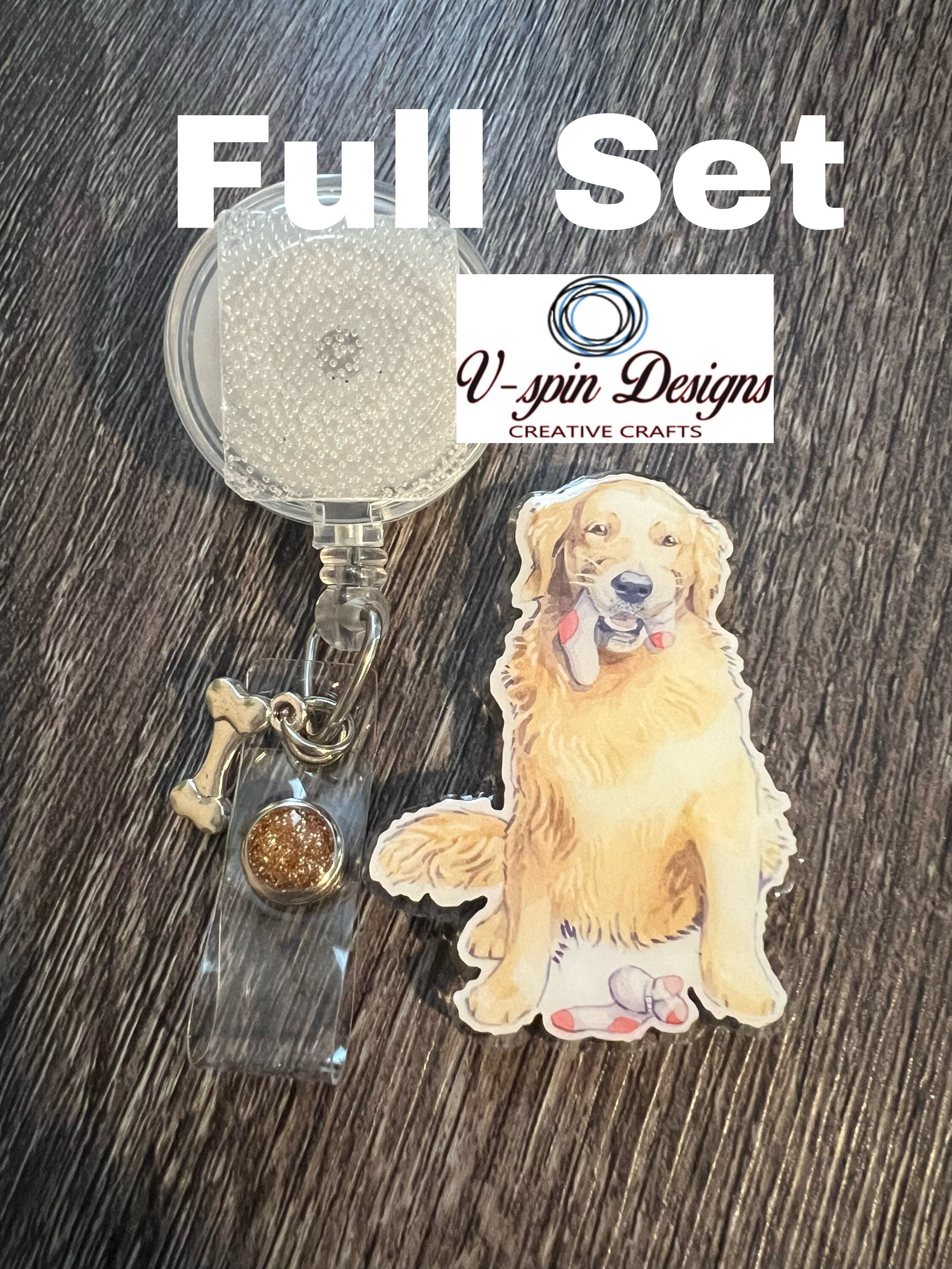 Golden Retriever dog with Socks, retractable badge reel/ID Holder/card holder/dog/nurses/teachers