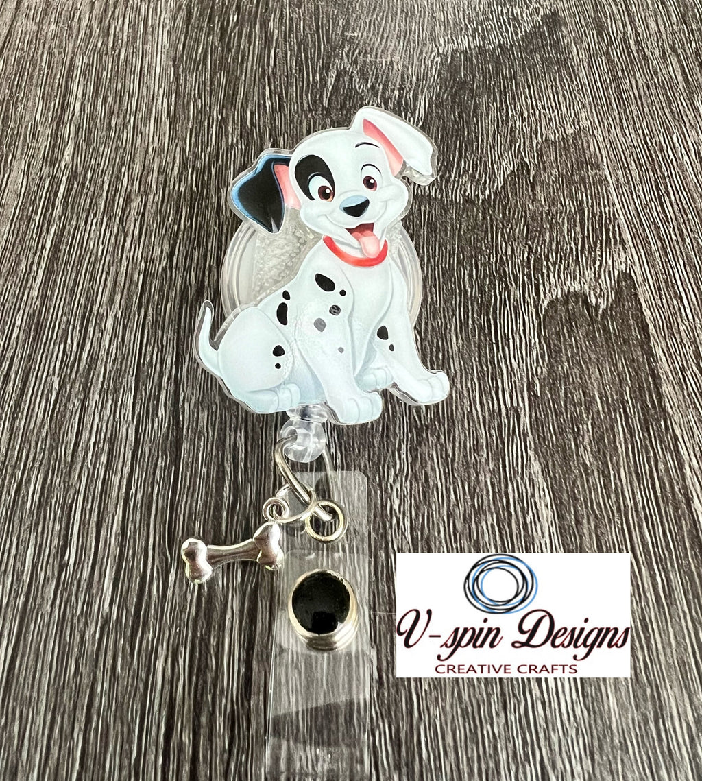 acrylic-Dalmation Dog badge reel/ID Holder/nurses/teachers/students/cartoon