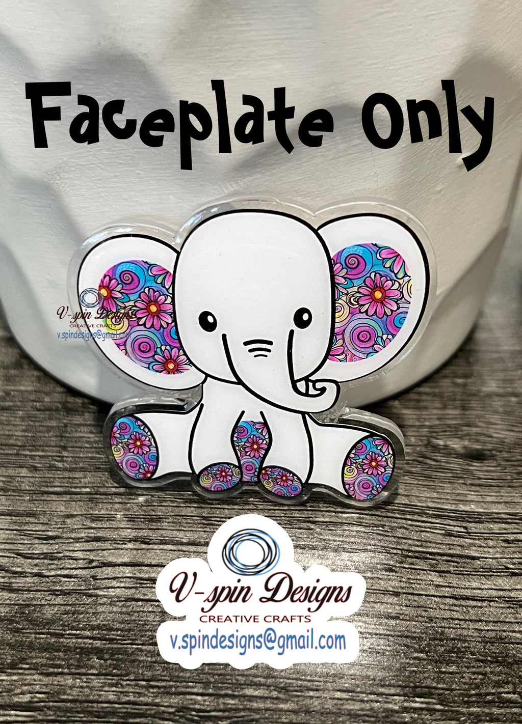 Baby Elephant Retro flowers badge reel: pediatrics, labor and delivery, nurse badge reels