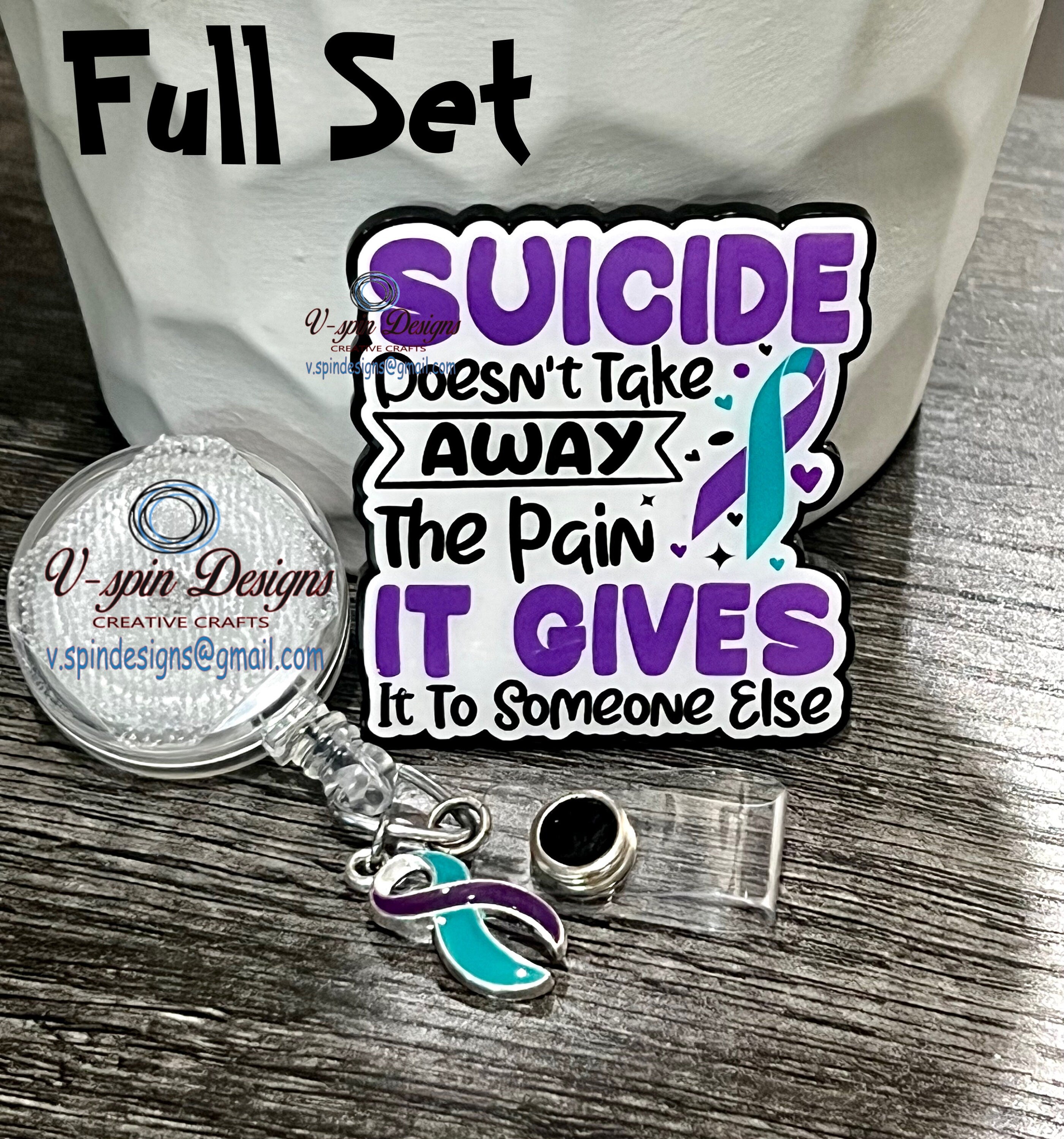 "Suicide Doesn't Take Away the Pain" Prevention Badge Reel | Awareness ID Holder
