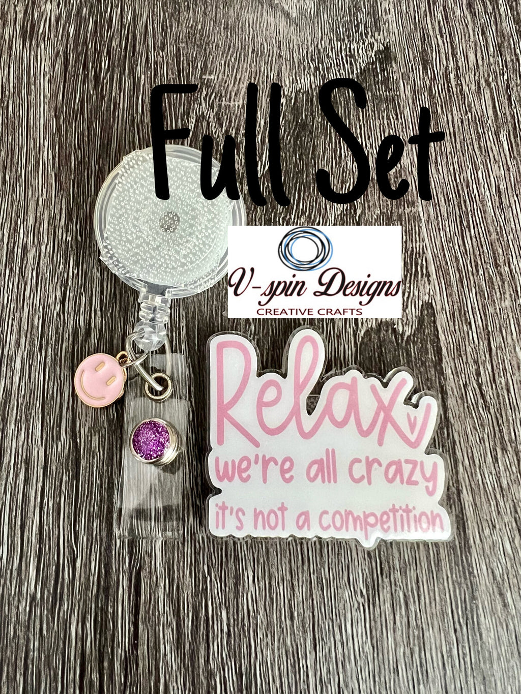 Relax we’re all crazy its not a competition Badge reel/ID Holder card holder/nurse/teachers/funny badge reels