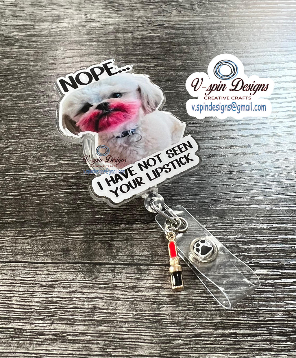 Funny Shih Tzu "NOPE" Badge Reel | Retractable Acrylic ID Holder