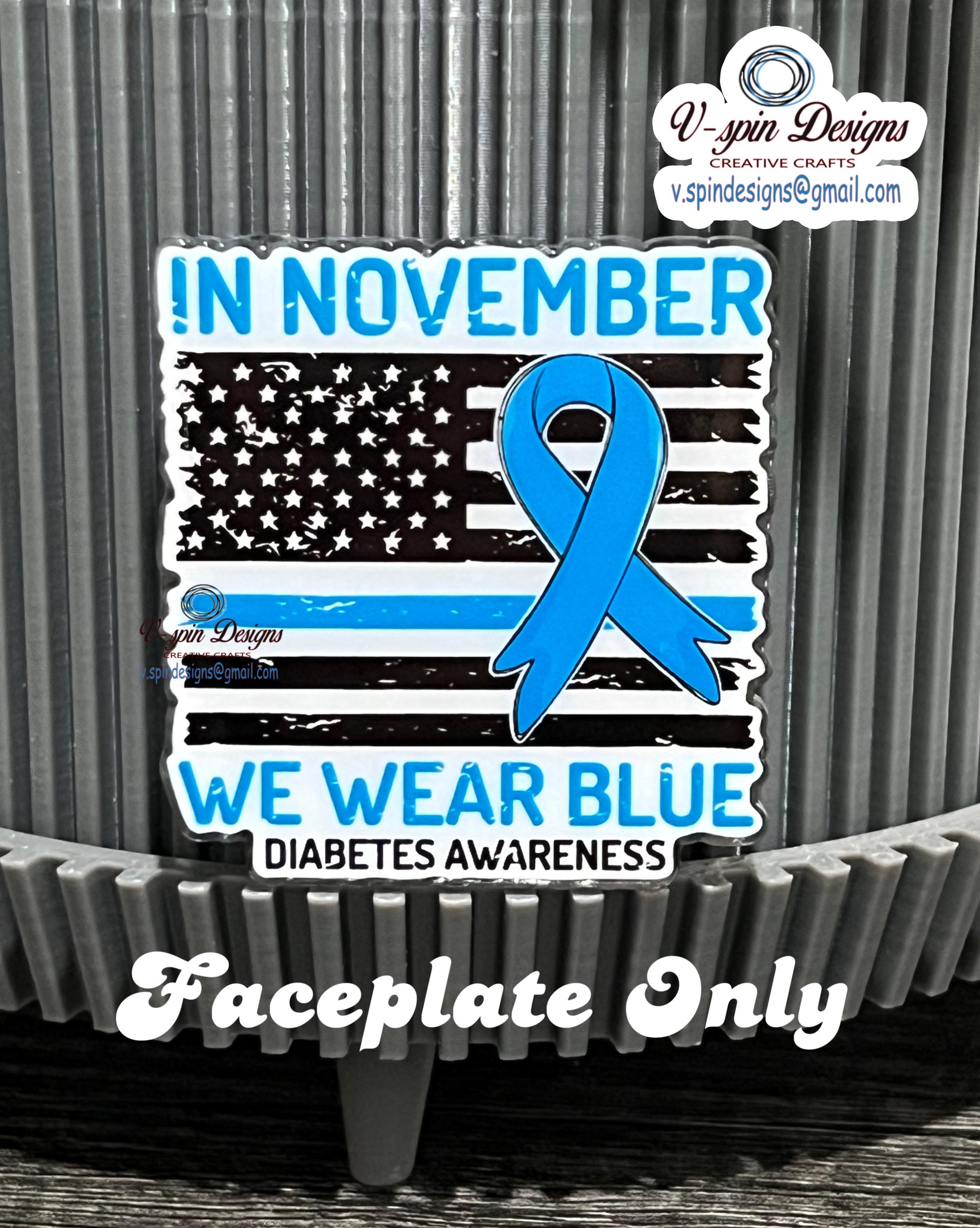 Diabetes Awareness Badge Reel | "In November We Wear Blue" Retractable ID Holder