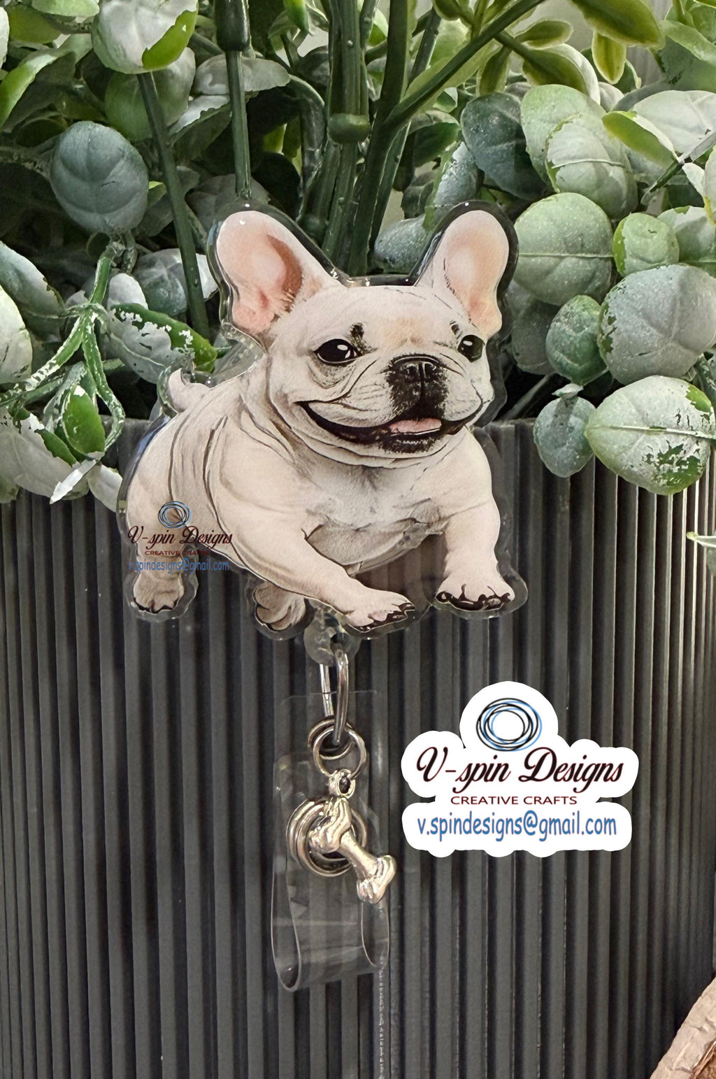 French Bulldog Badge Reel | Retractable Acrylic ID Holder for Frenchie Lovers