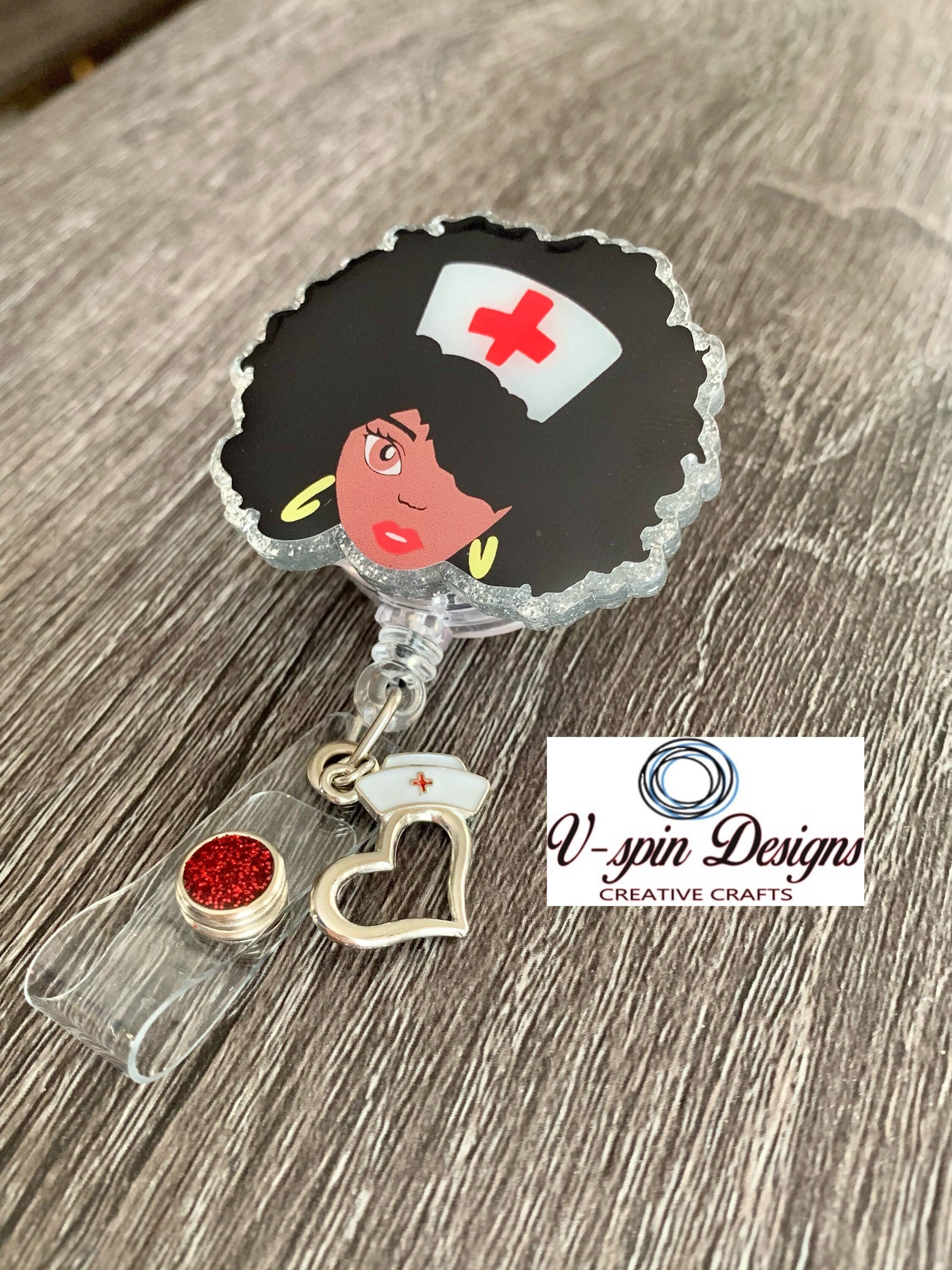 Nurse Badge Reel | Retractable Acrylic ID Holder with Charm