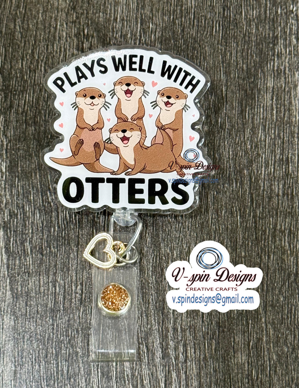 Funny Plays well with Otters Badge reel/ID Holder card holder/nurse badge reels/teachers/funny badge reels/gift for nurses
