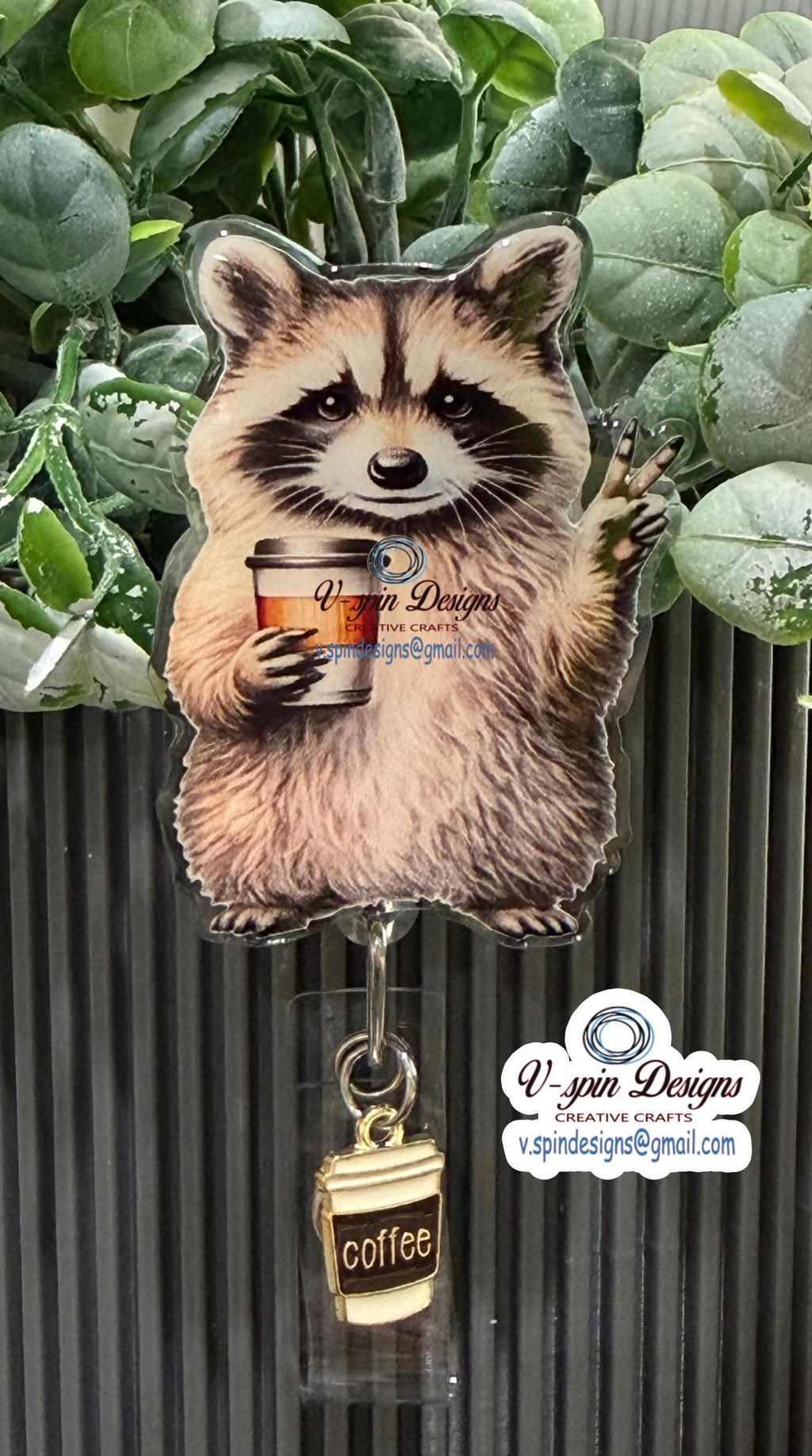 Funny Coffee and Peace Raccoon Badge reel/ID Holder card holder/nurse badge reels/teachers/racoon badge reels/gift for nurses