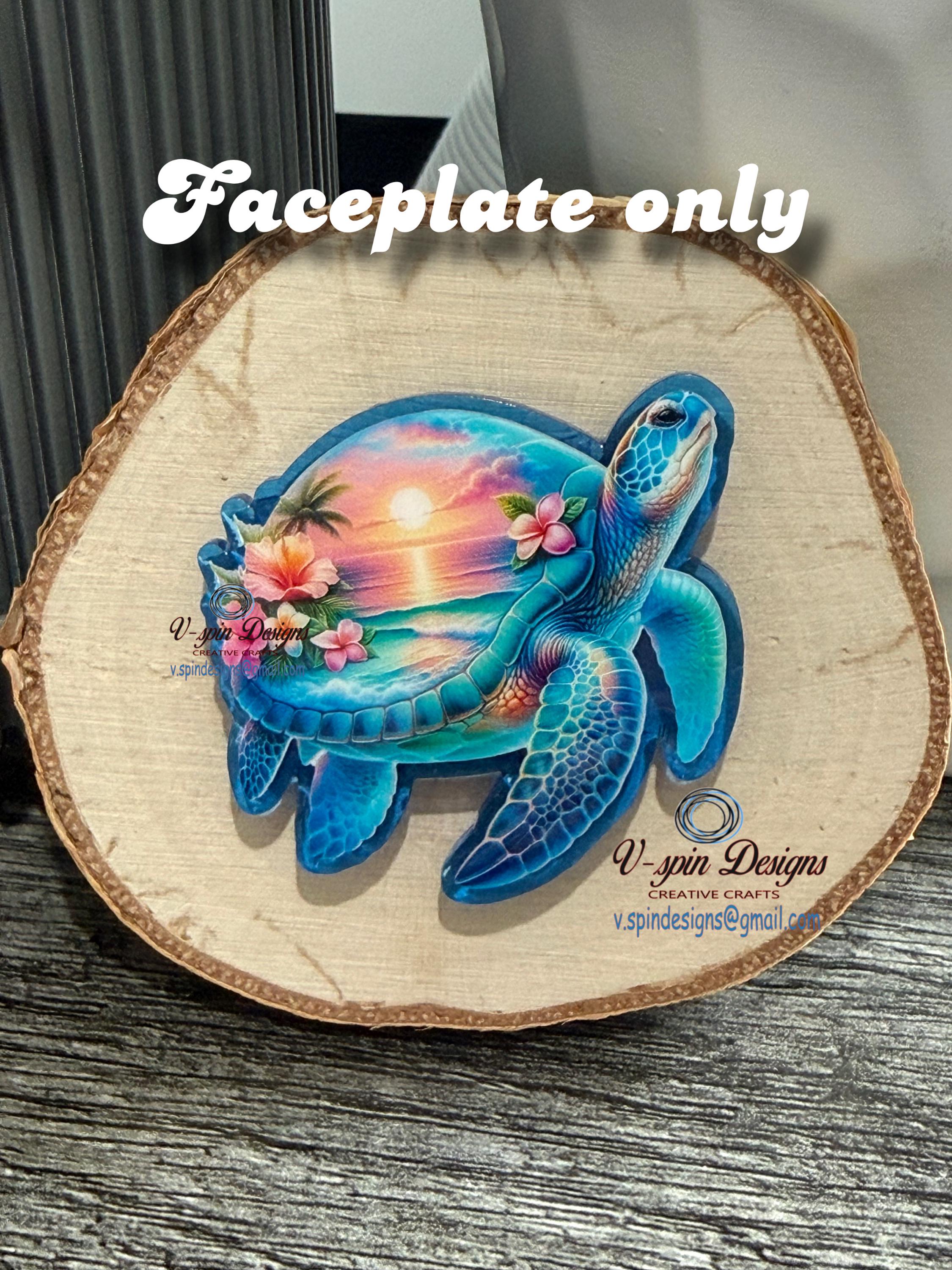 Hawaiian Sea Turtle Badge Reel: Blue Acrylic Retractable ID Holder