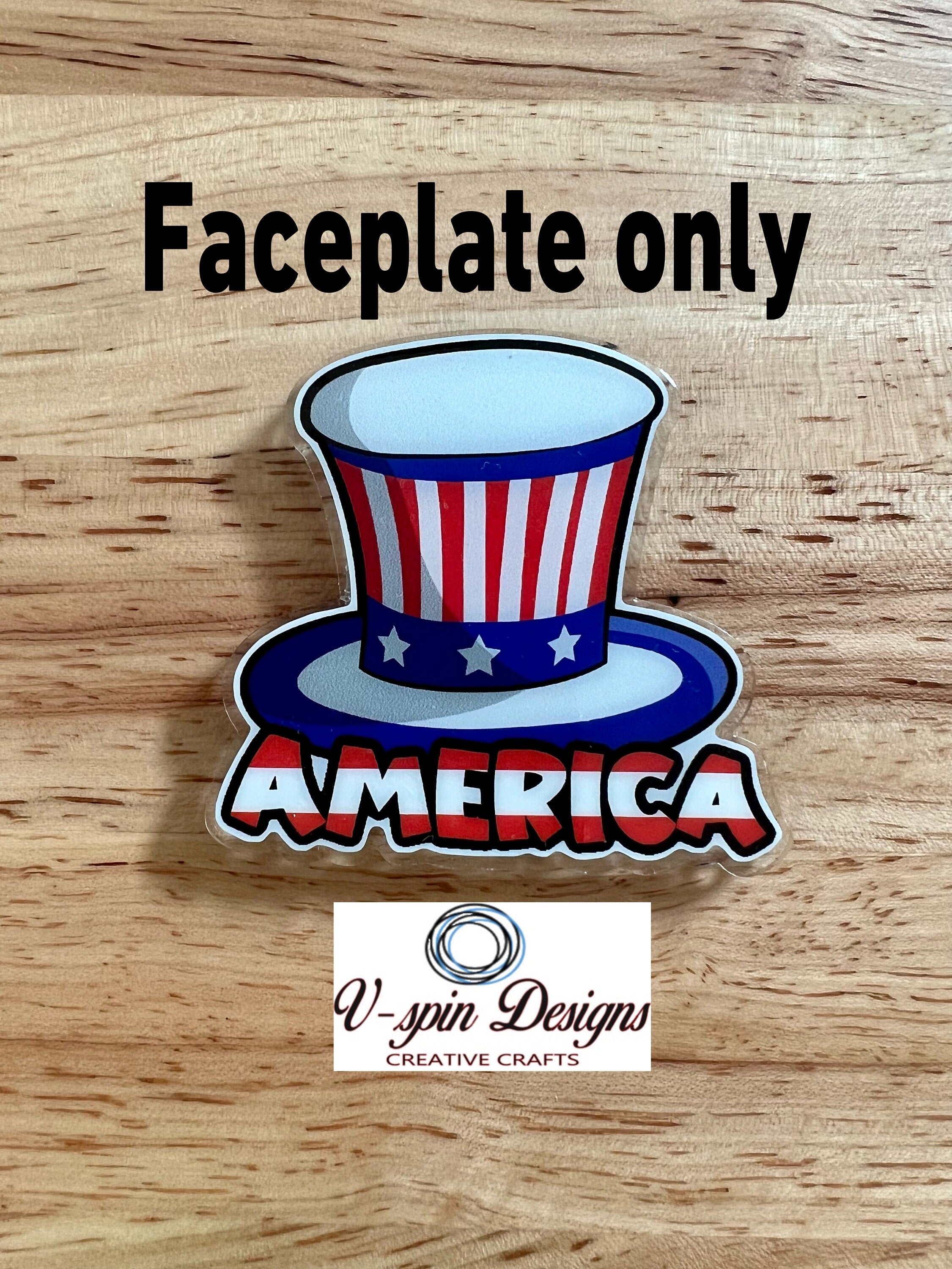 Patriotic America Hat Badge Reel | 4th of July Retractable Acrylic ID Holder