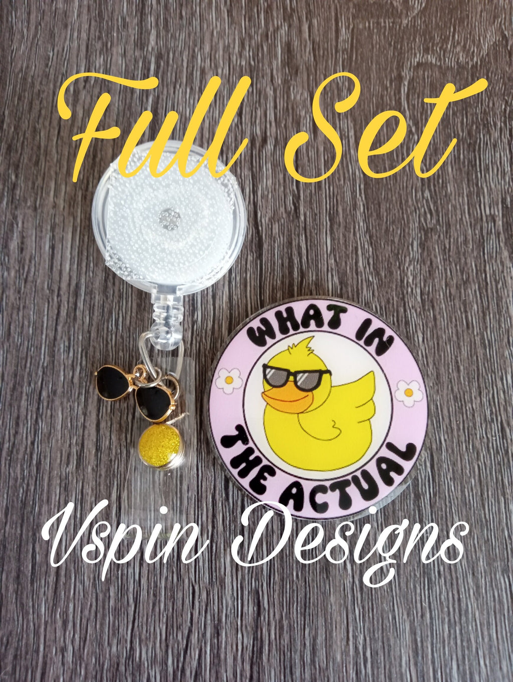 What in the Actual Duck Badge reel/ID Holder card holder/nurse/teachers/fun/silly/ducks