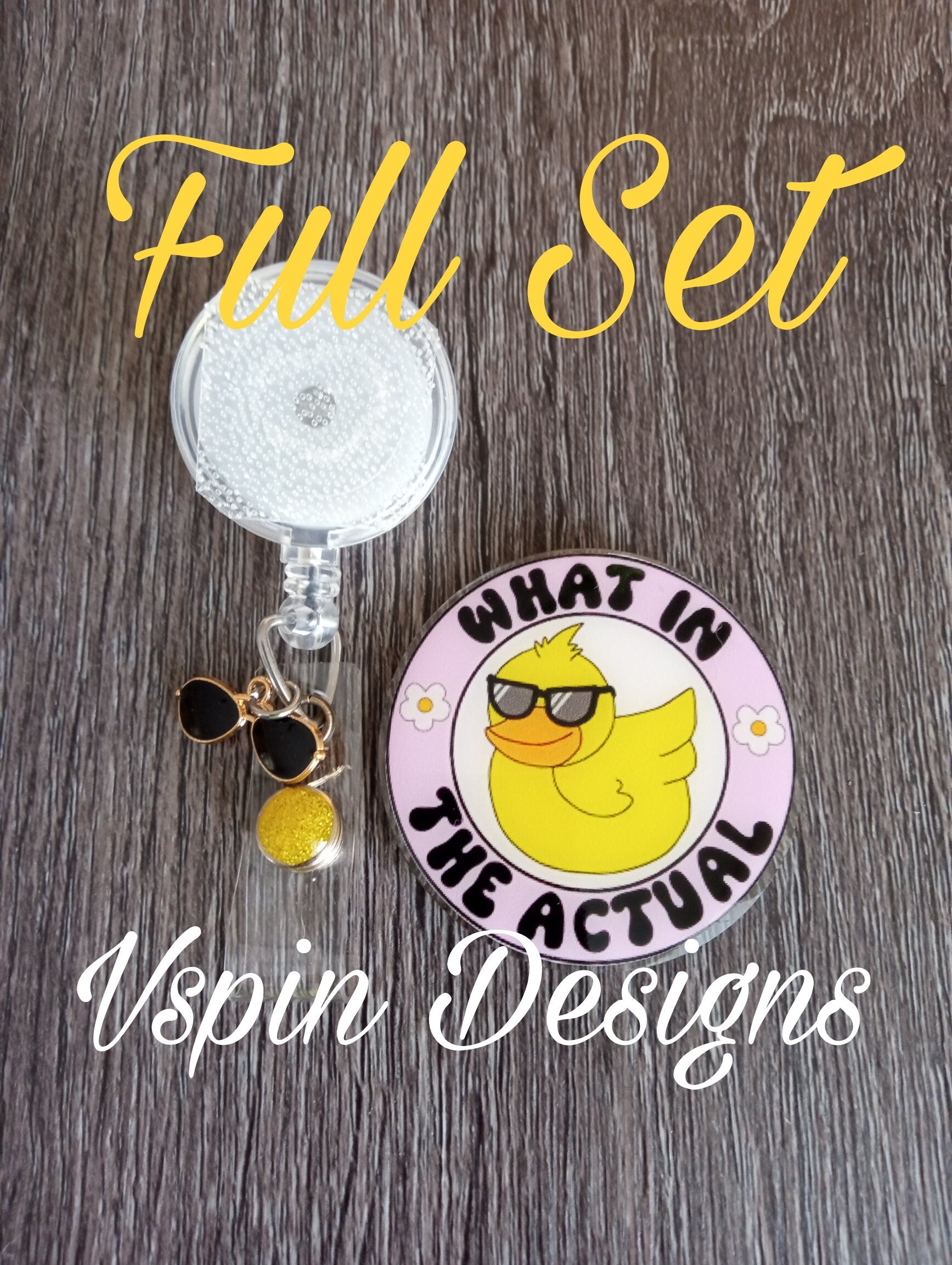 What in the Actual Duck Badge reel/ID Holder card holder/nurse/teachers/fun/silly/ducks
