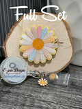 Yellow Daisy Flower Badge Reel | Pastel Floral Retractable Acrylic ID Holder