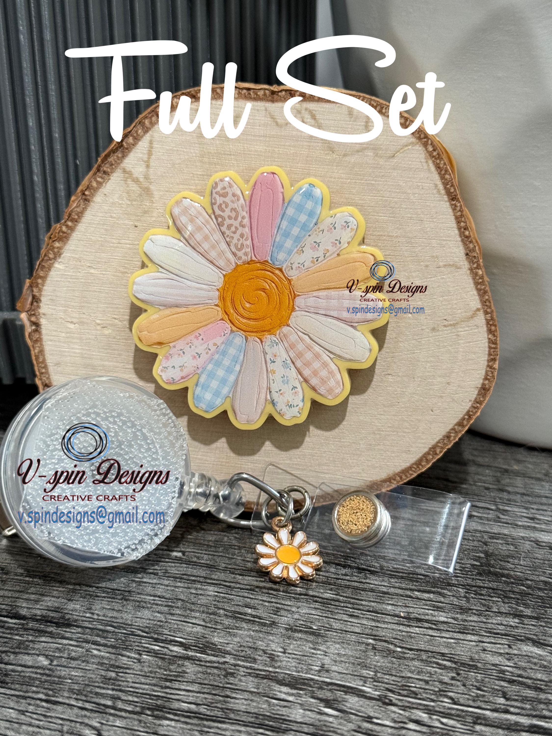 Yellow Daisy Flower Badge Reel | Pastel Floral Retractable Acrylic ID Holder