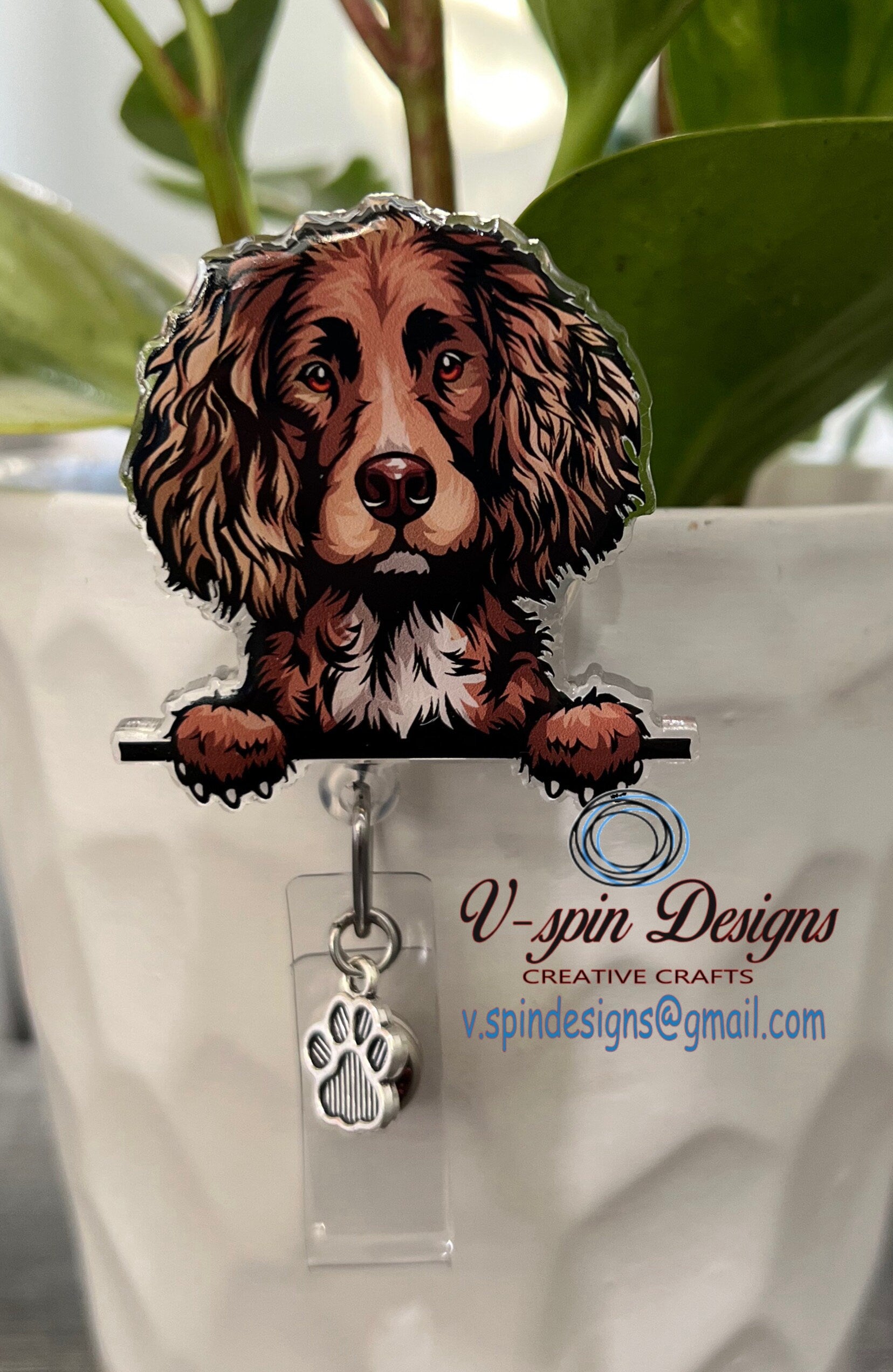 Boykin Spaniel dog Badge reel/ID Holder/card holder/nurses/teachers/students/dog badge reels