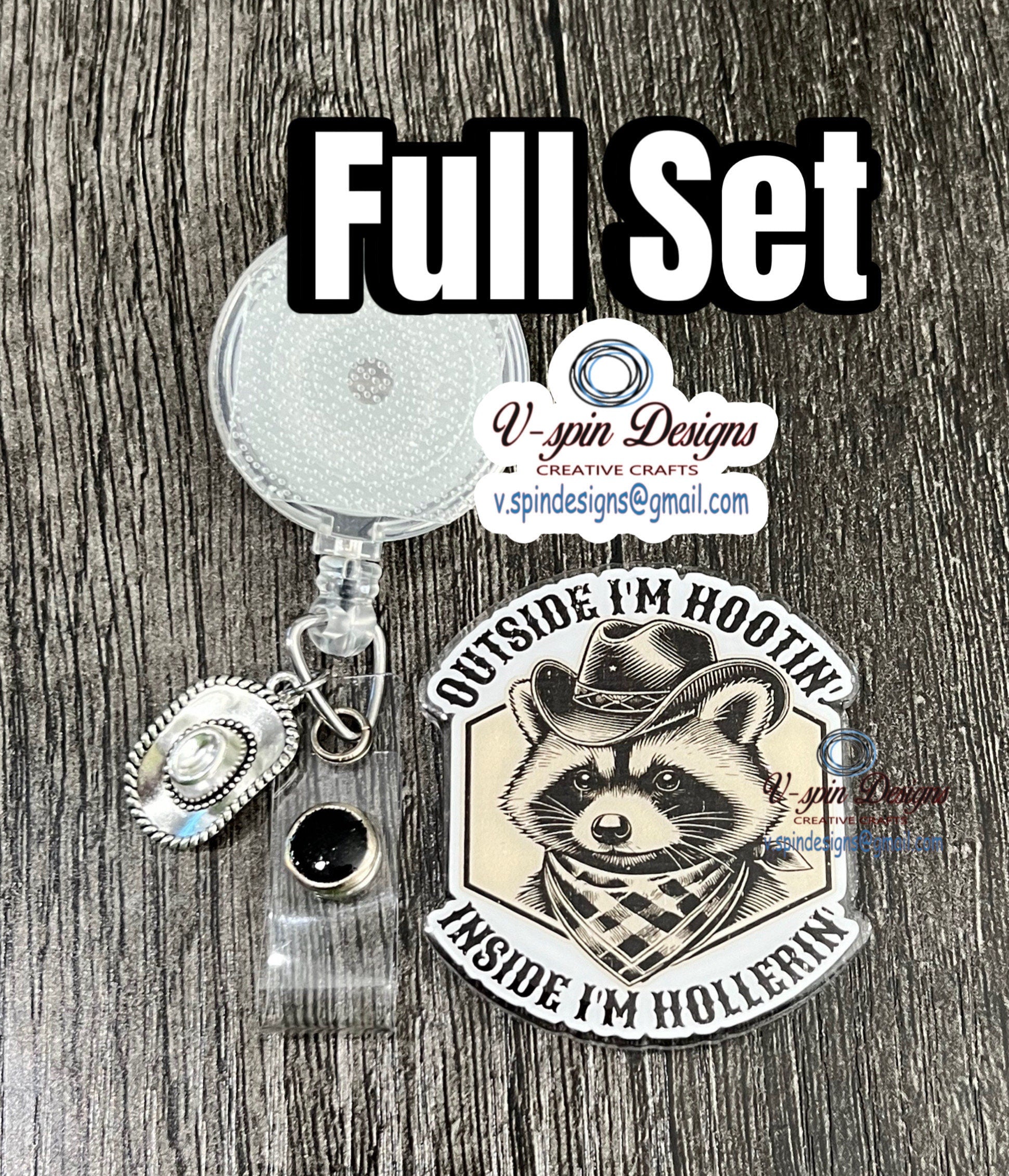Funny Raccoon Badge Reel: Western ID Holder for Nurses & Teachers