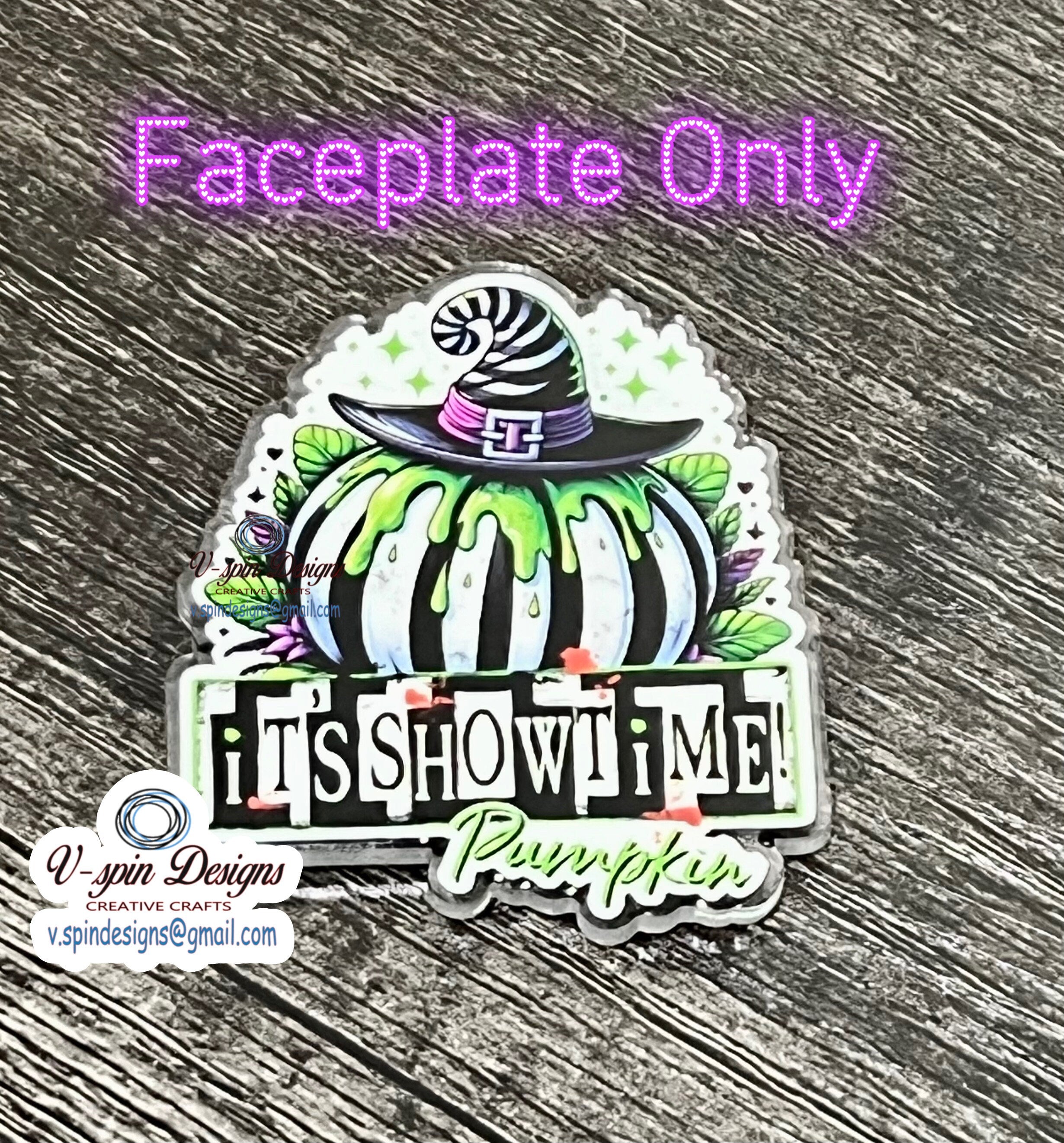 "It's Showtime" Pumpkin Halloween Badge Reel | Spooky Retractable Acrylic ID Holder