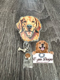 Golden Retriever dog badge reel/ID Holder/card holder/dog badge reels