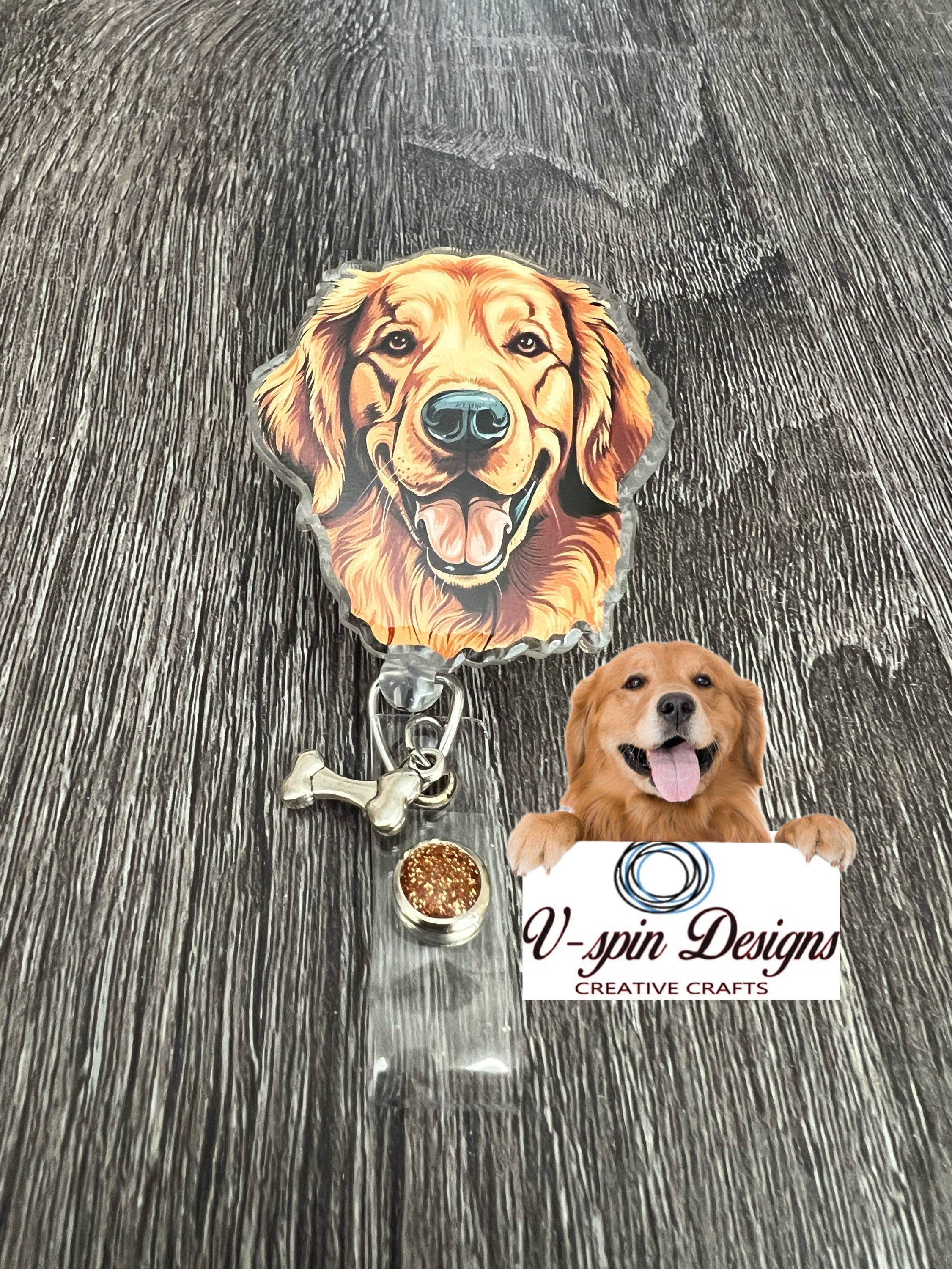 Golden Retriever dog badge reel/ID Holder/card holder/dog badge reels