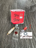 Stay Sharp, Sharps container badge reel, nurse/Phlebotomy/sharps/funny badge reels