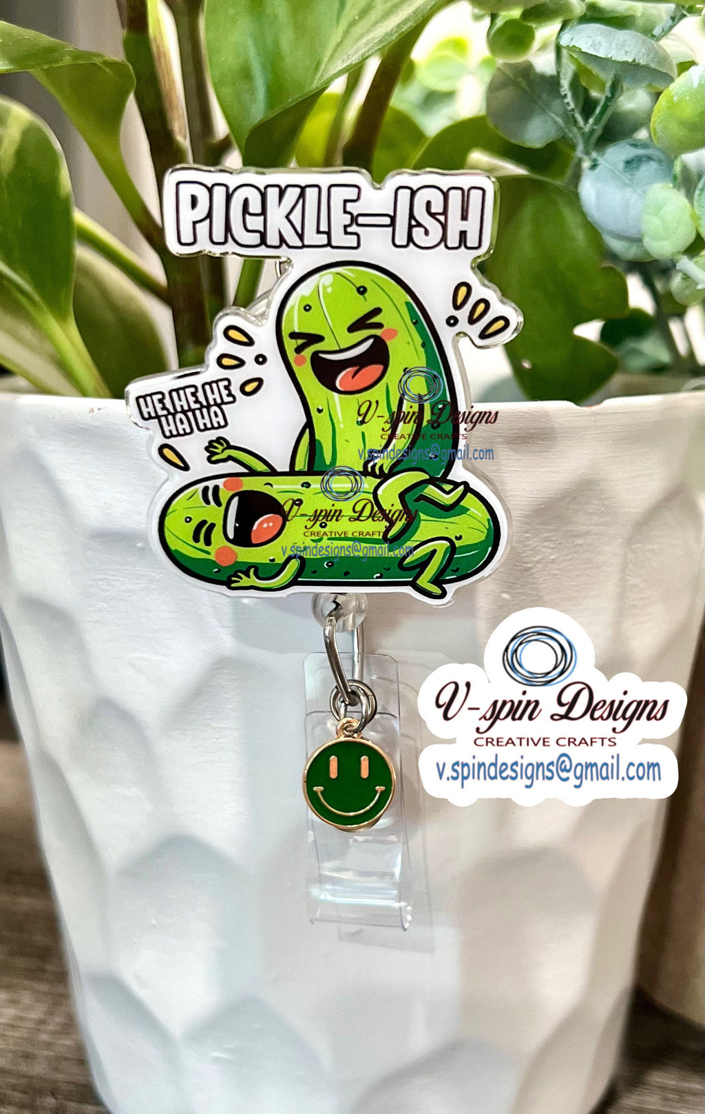 "Pickle-ish" Badge Reel | Funny Retractable Acrylic ID Holder