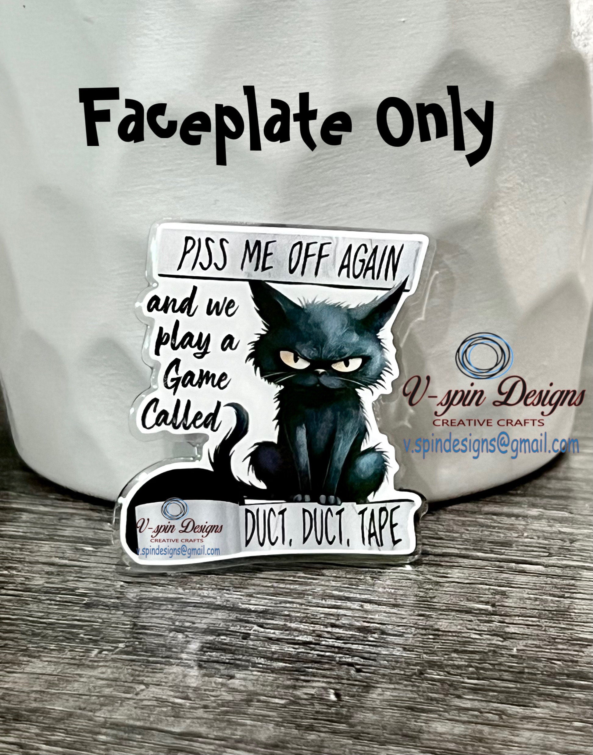 "Piss Me Off & We Play a Game" Black Cat Badge Reel | Funny Retractable ID Holder