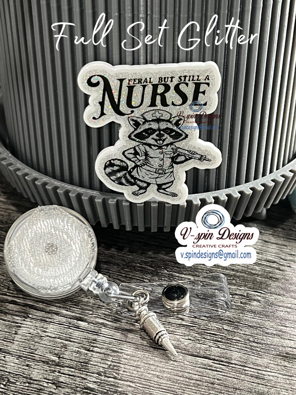 Racoon "Feral but Still a Nurse" badge reel/ID Holder card holder/nurse badge reels/badge reel toppers